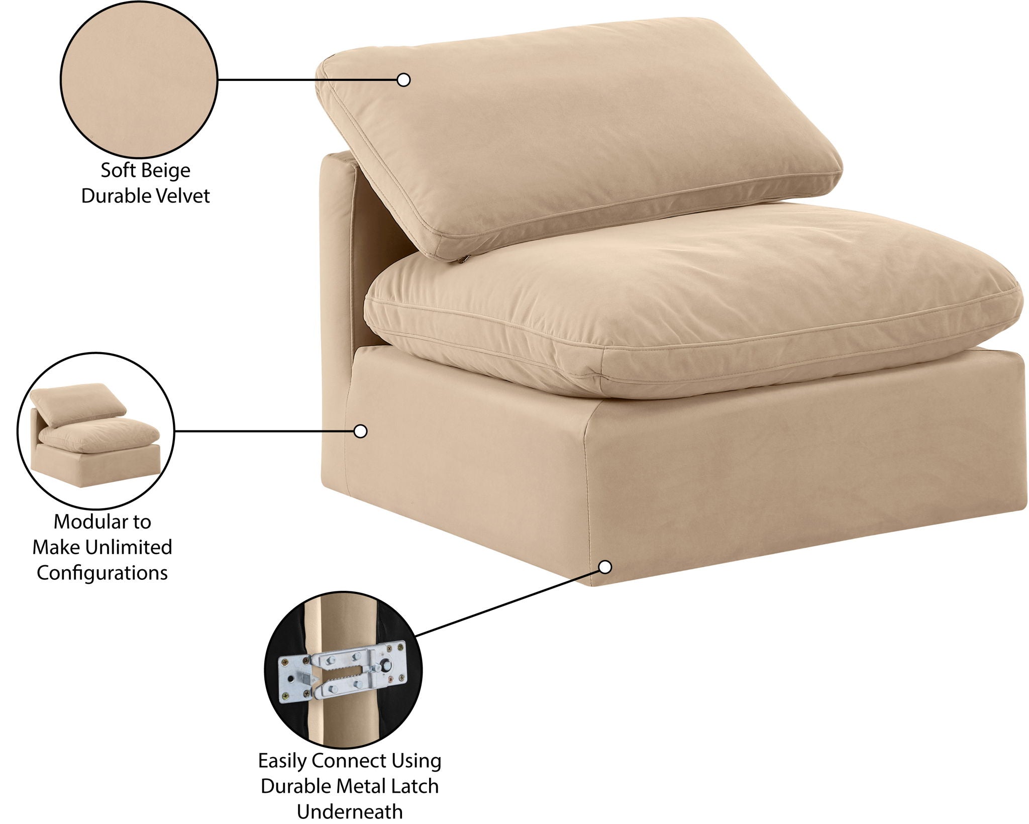 Indulge - Velvet Armless Chair