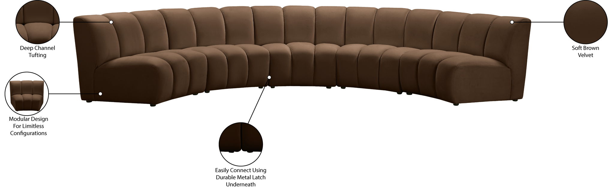 Infinity - 5 Piece Velvet Modular Sectional