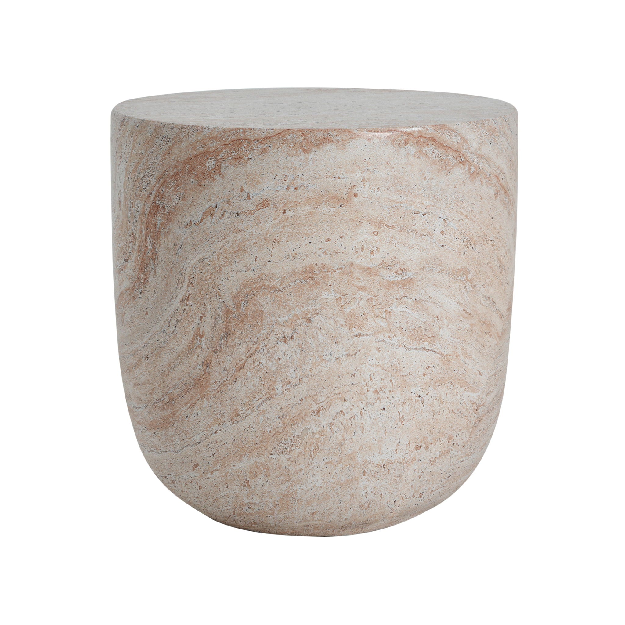Outdoor / Indoor, Lightweight Concrete Side Table With Travertine - Beige
