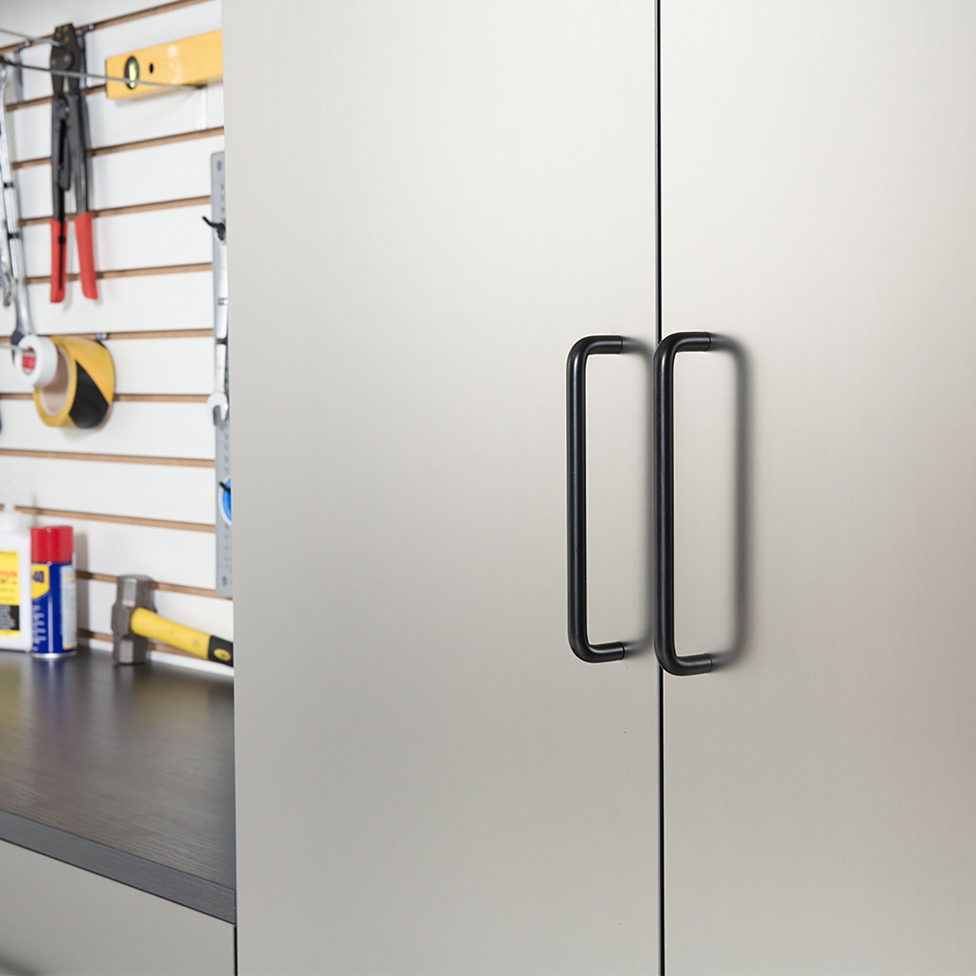 Astro Series - Wall Mounted Storage Cabinet With Soft Closing Drawers - Metallic Gray