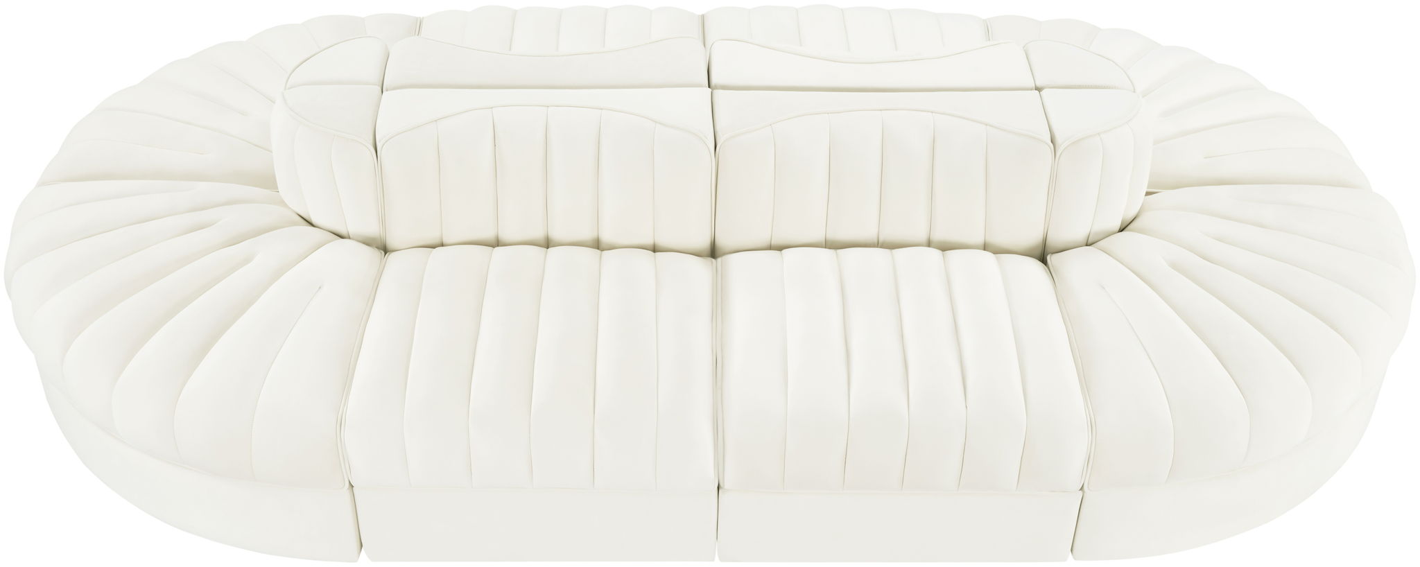 Rummi - Oval Velvet Performance Fabric Upholstered 8 Piece Modular Sectional