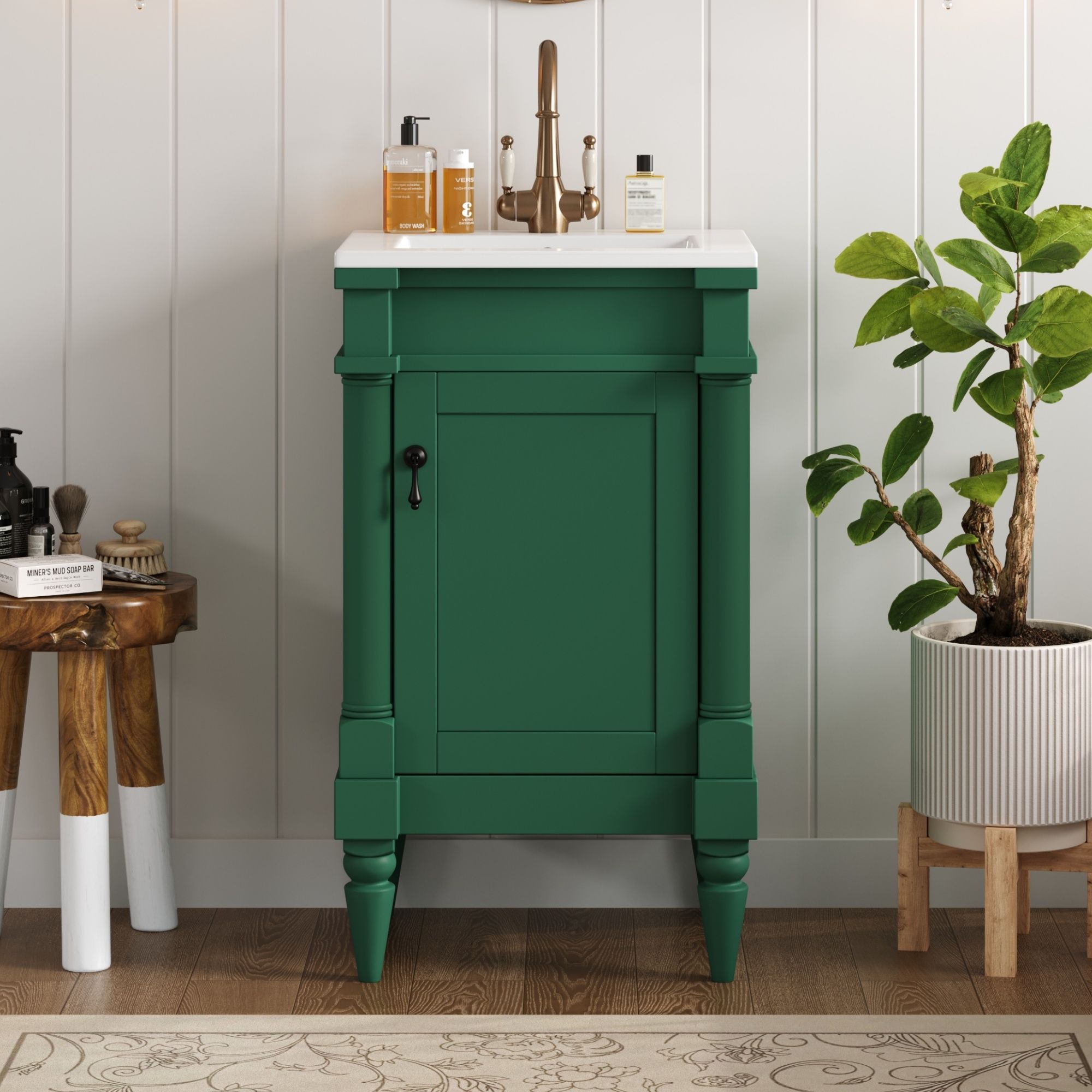 Bathroom Vanity With Sink, Storage Cabinet With Door, Drop In Sink, Compact Freestanding Design
