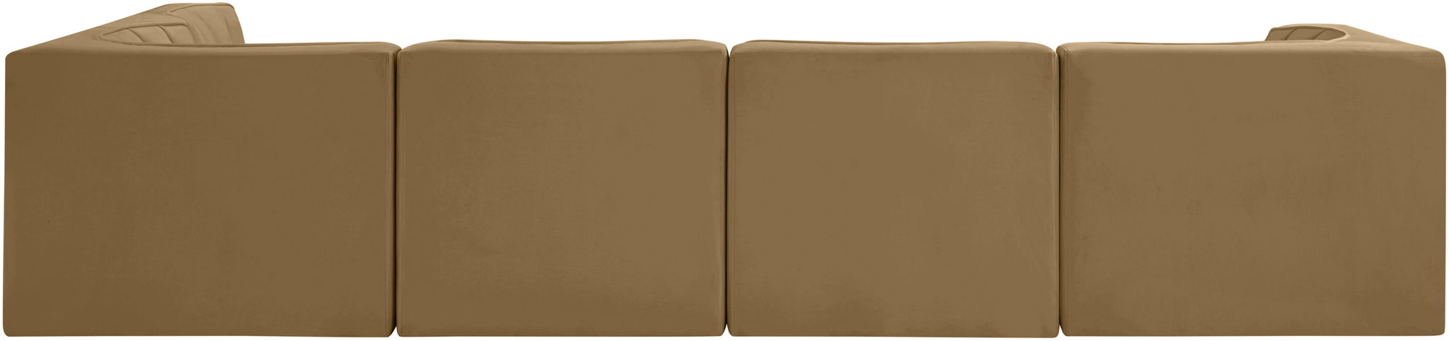 Rummi - Velvet Performance Fabric Upholstered 5 Piece Modular Sectional, L-Shaped (Right)