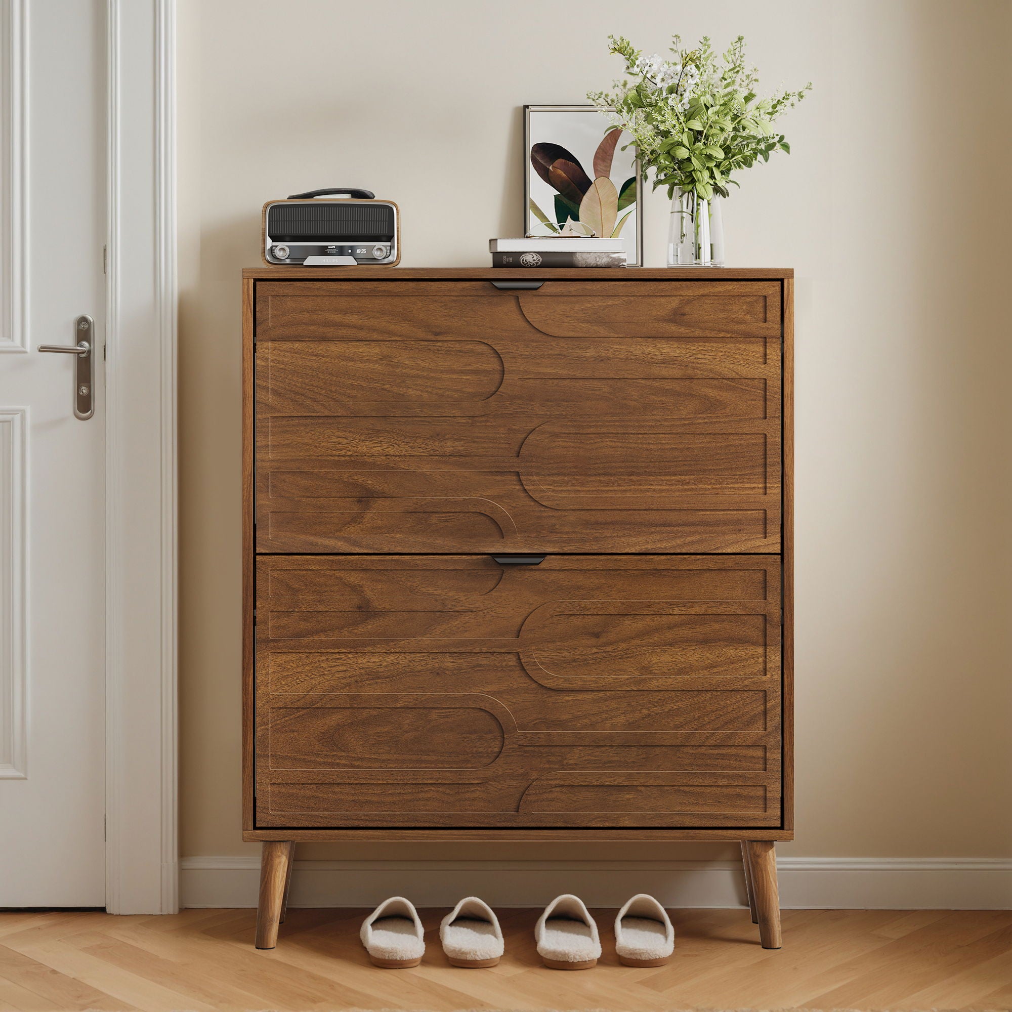 Medieval - Independent Shoe Cabinet With 2 Flip Drawers