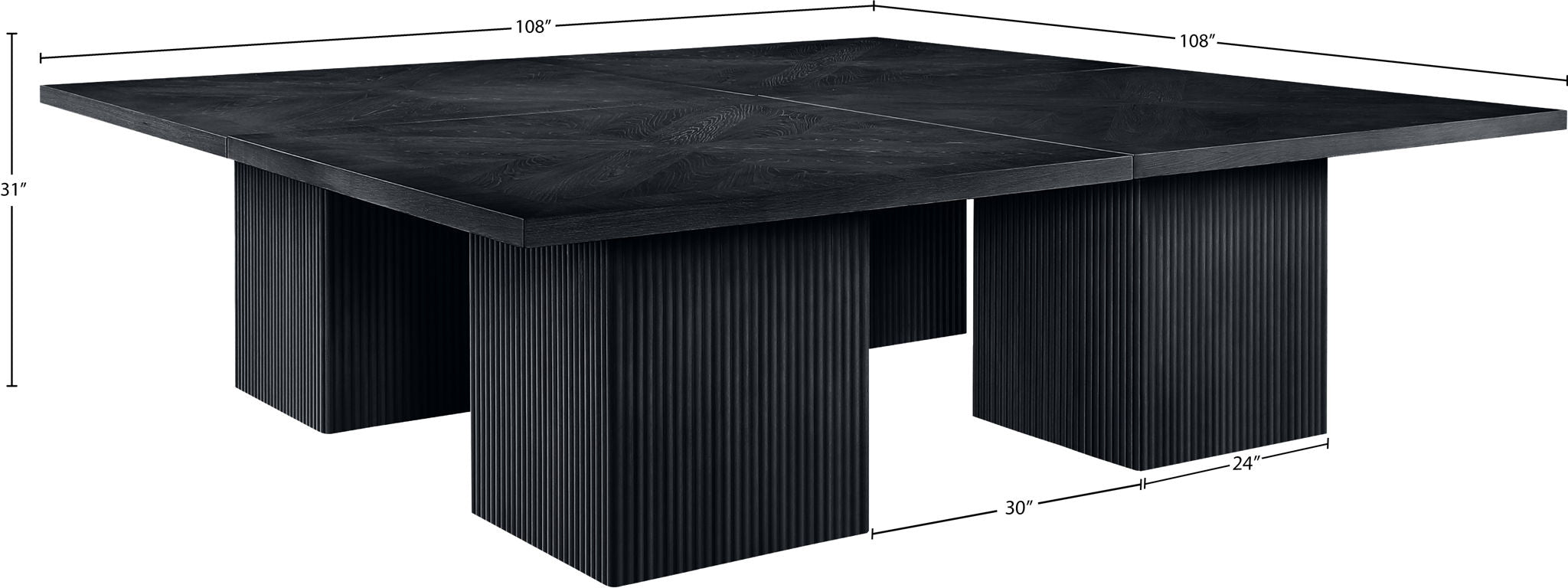 Belinda - Mid-Century Modern Modular Dining Table - Black