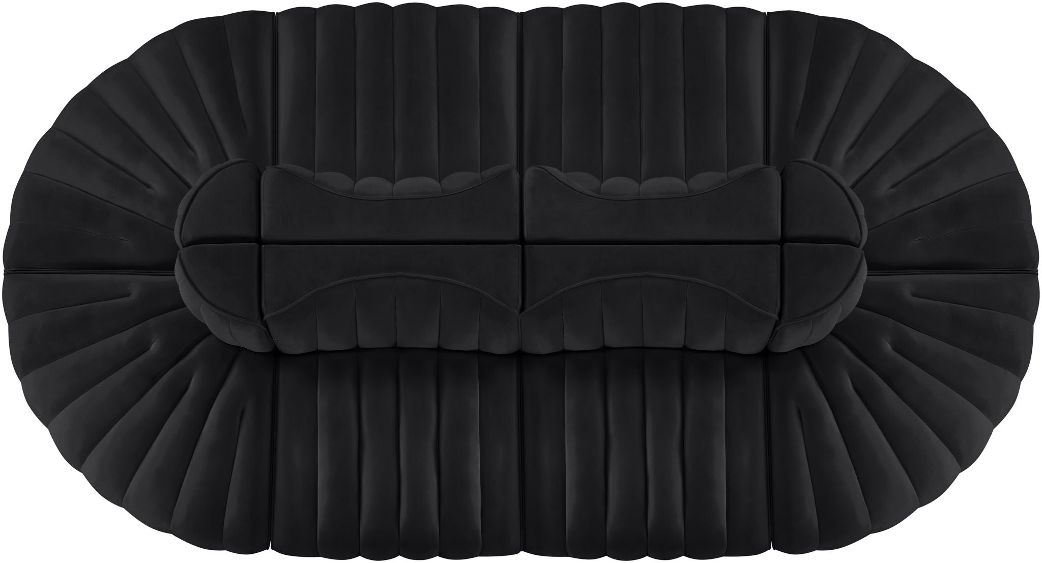 Rummi - Oval Velvet Performance Fabric Upholstered 8 Piece Modular Sectional