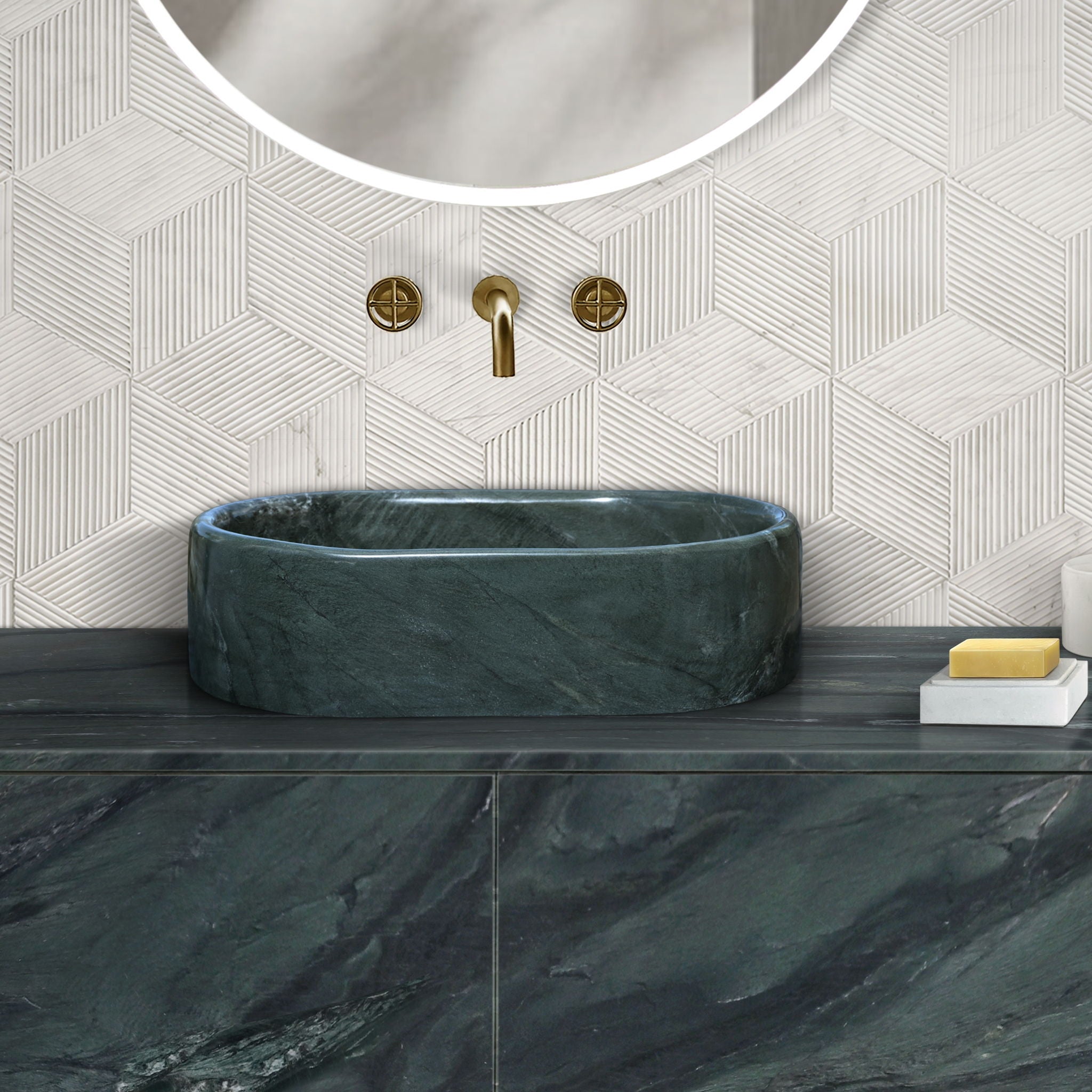 Bathroom Vessel Sink, Semi Polished Surface