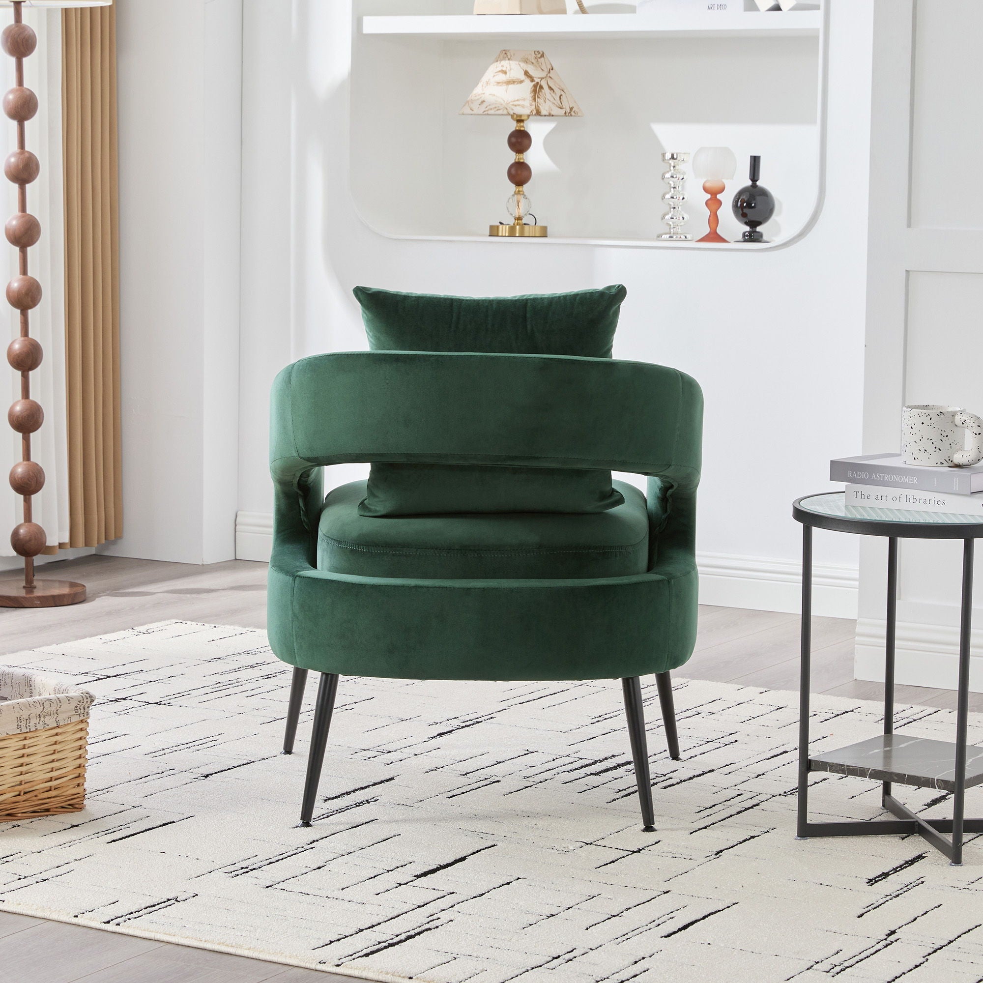 Open Back Accent Chair, Round Sofa Lounge Armchair