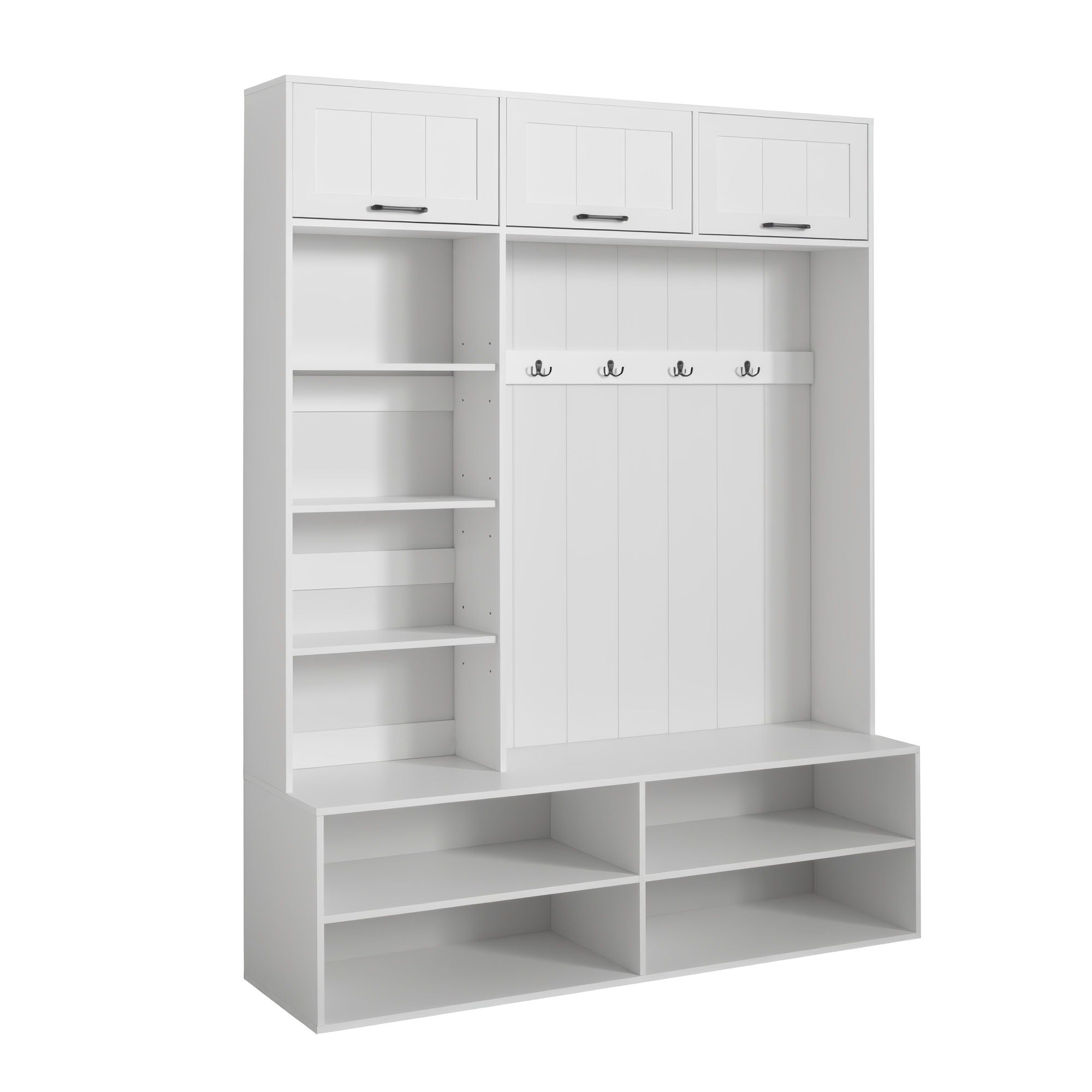 Farmhouse Hall Tree & Bench And Shoe Storage