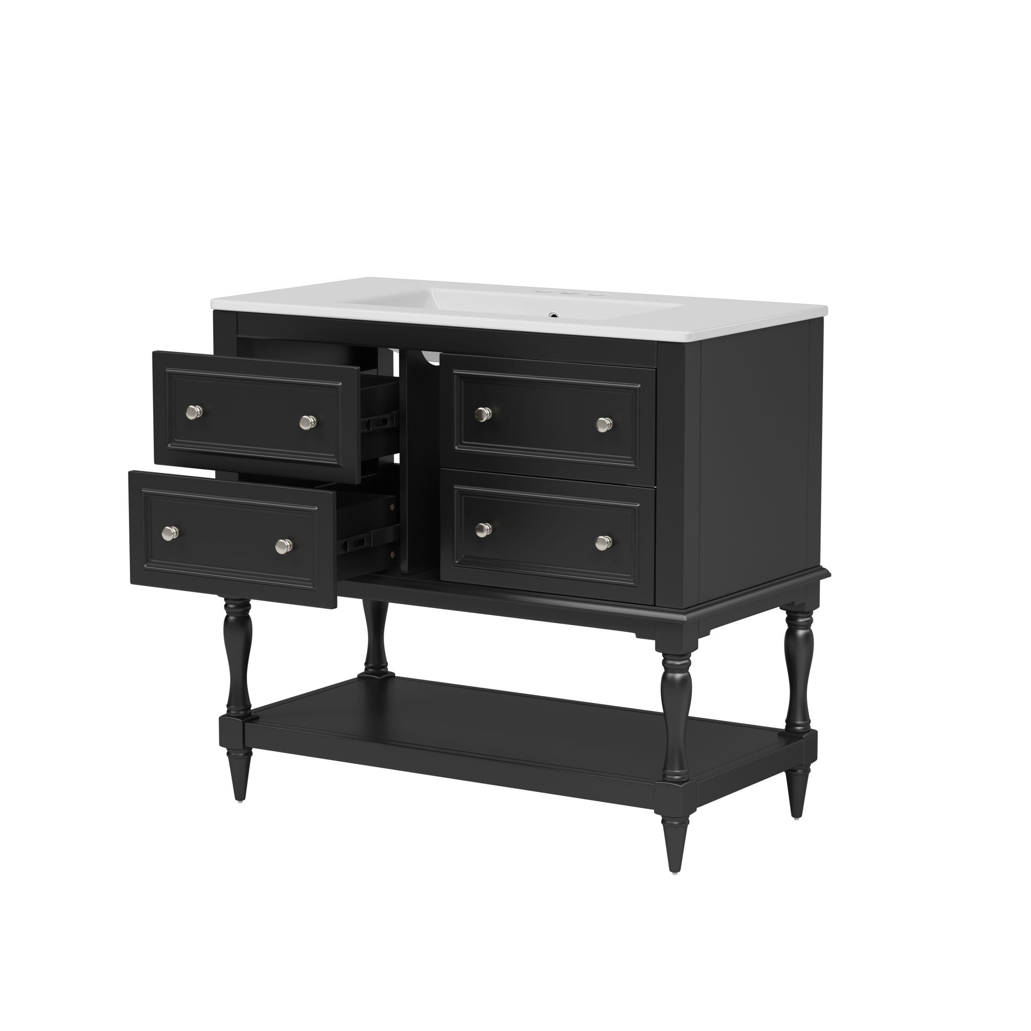 Bathroom Vanity Cabinet With Undermount Sink, 4 Drawer Set