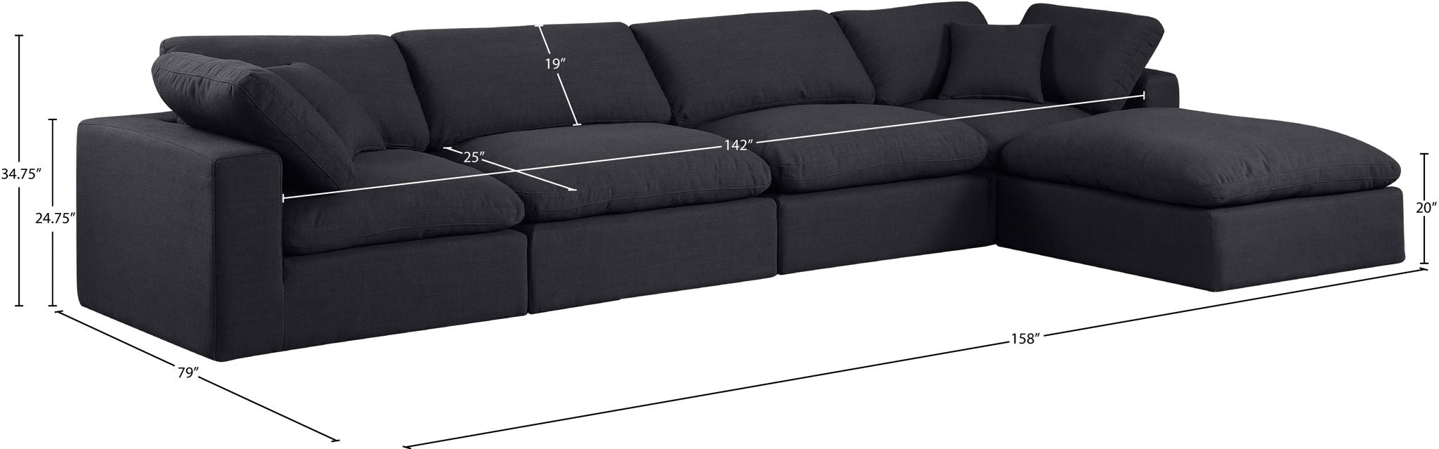 Comfy - 5 Piece Linen Modular Sectional With Chaise
