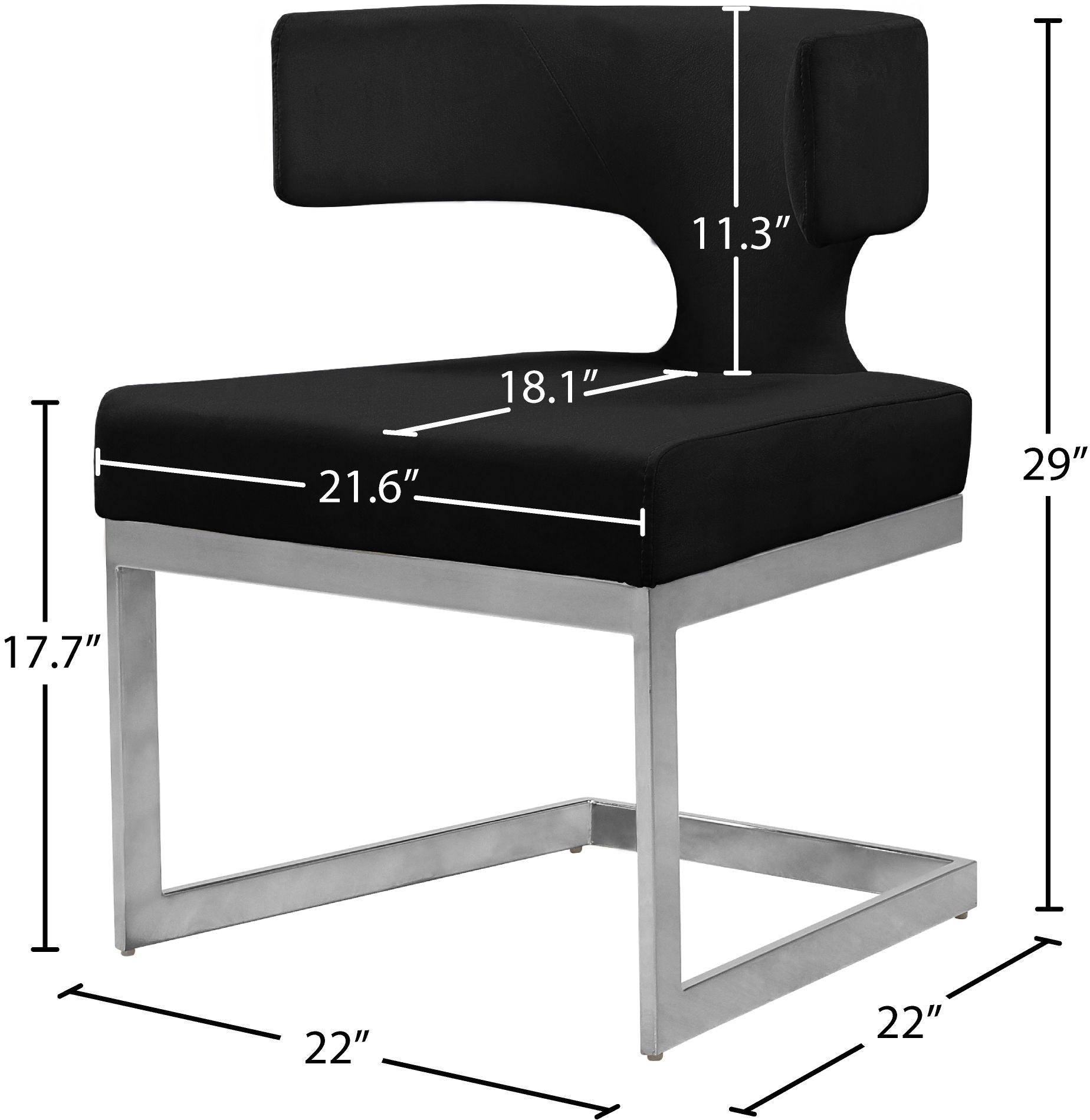 Alexandra - Dining Chair with Chrome Legs