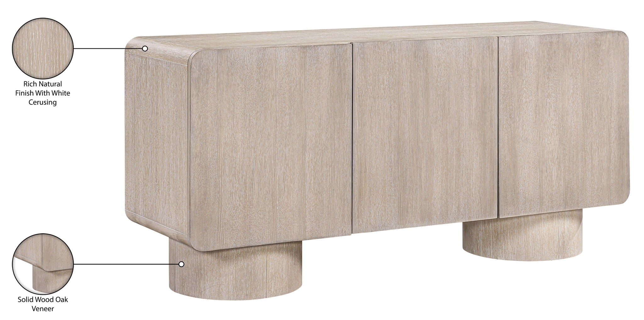 Adagio - Solid Wood And Oak Veneer Sideboard / Buffet - Natural