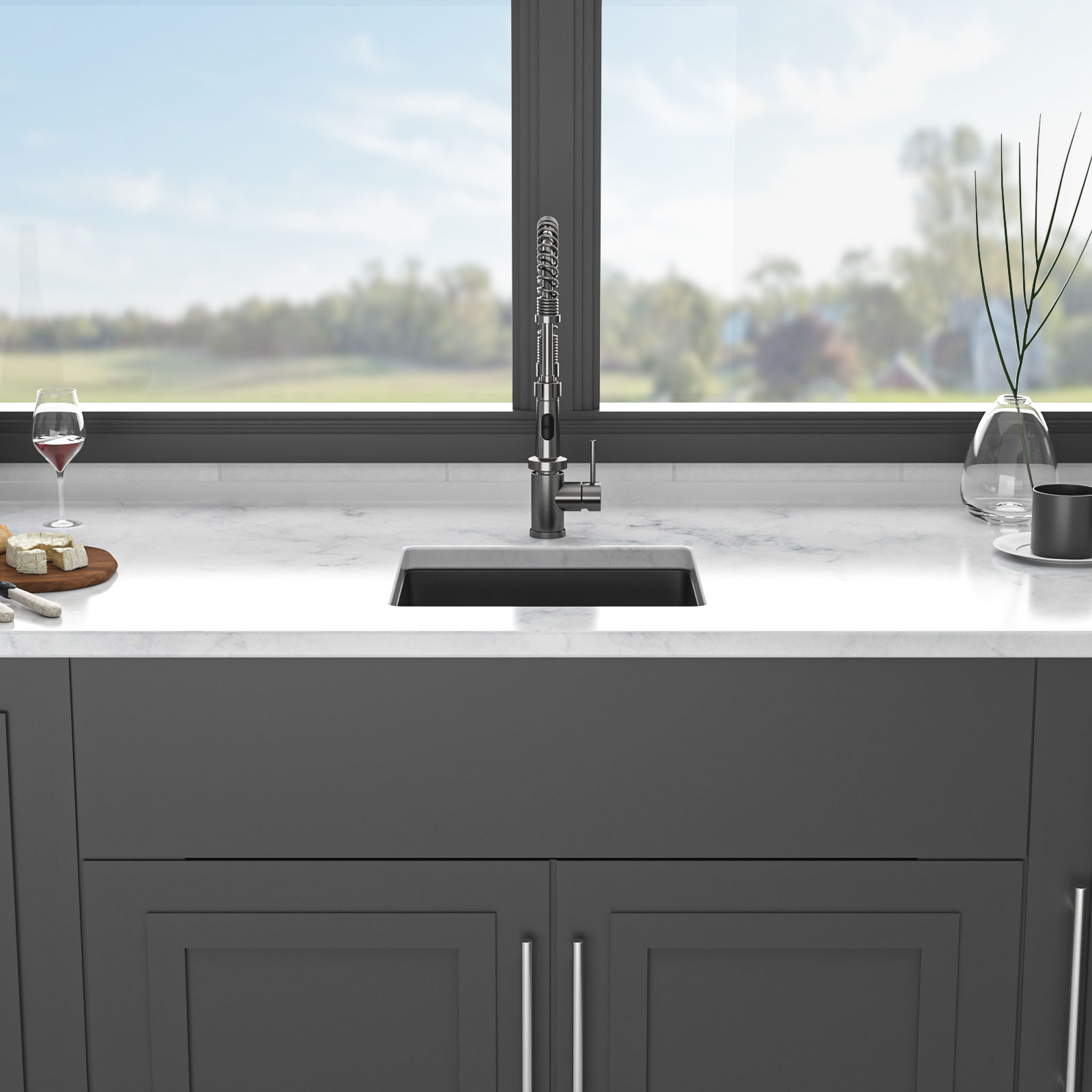 Modern Quartz Kitchen Sink Undermount Granite Composite