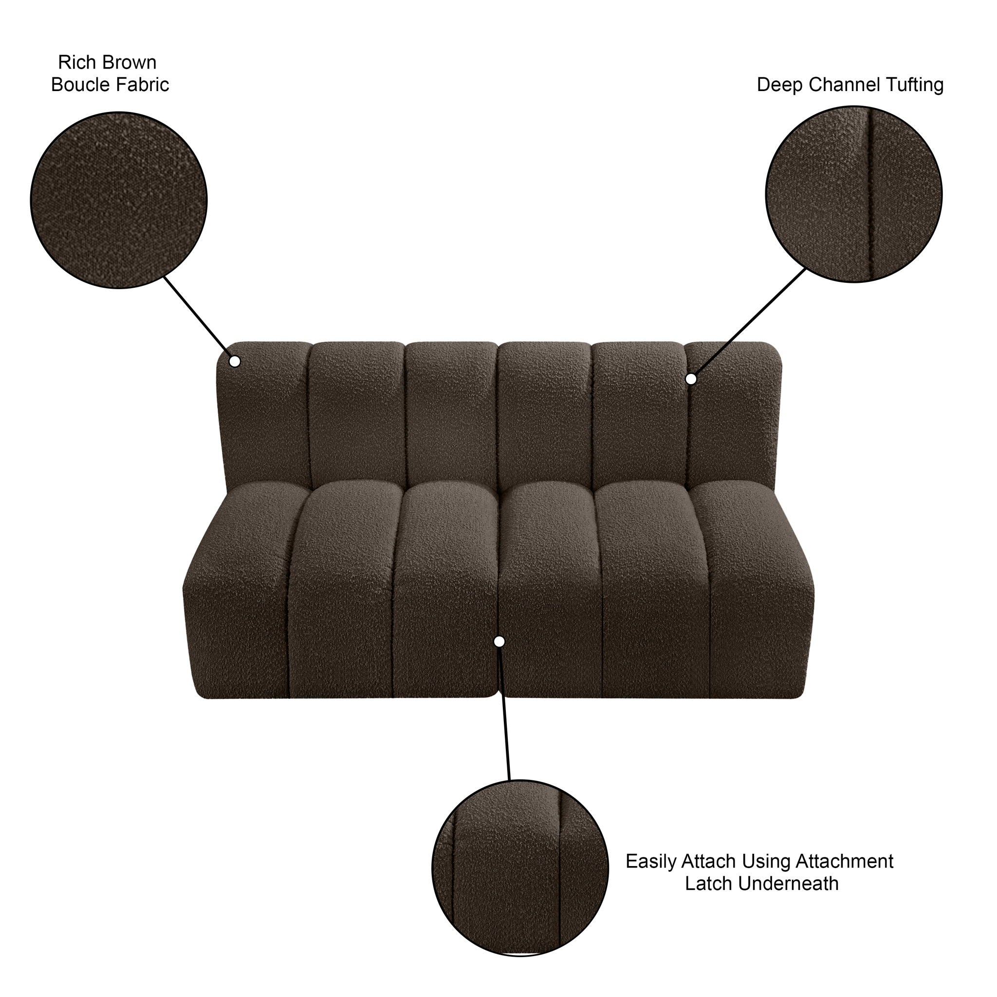 Arc - Boucle Fabric 2 Seats Modular Sofa