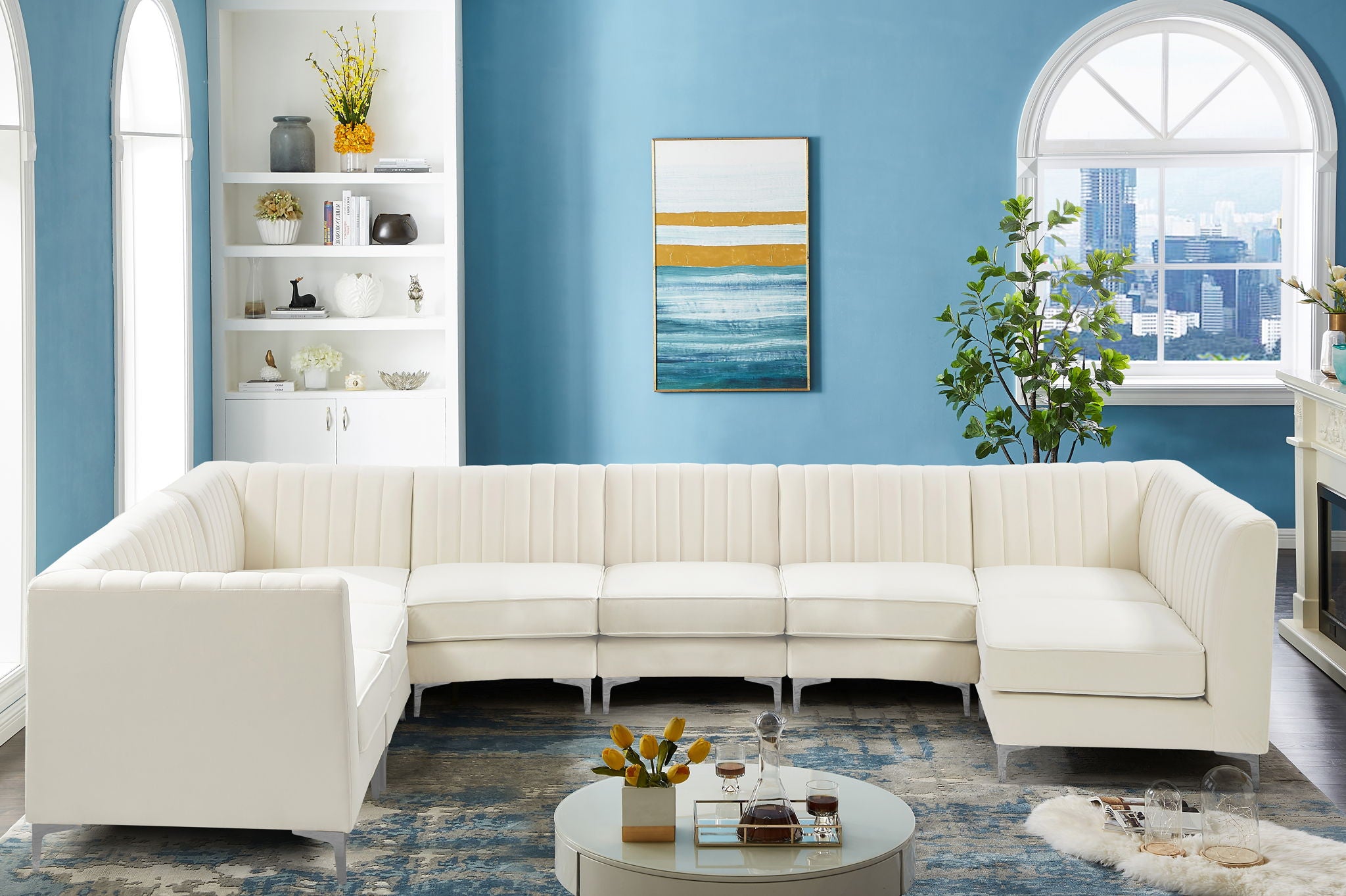 Alina - 8 Piece Velvet Modular Sectional