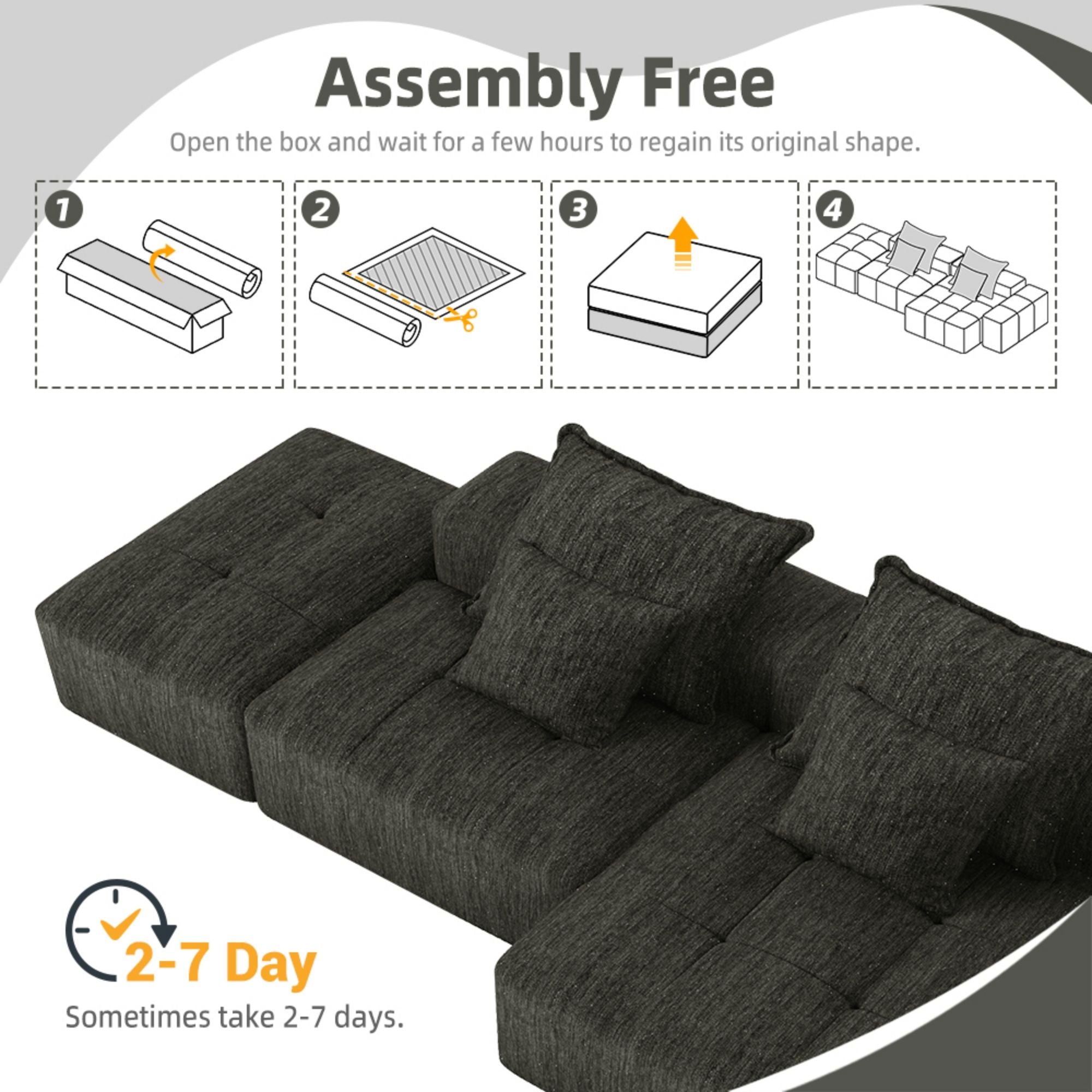 Modern Oversized Diy Combination Modular Sectional Sofa With Pillows