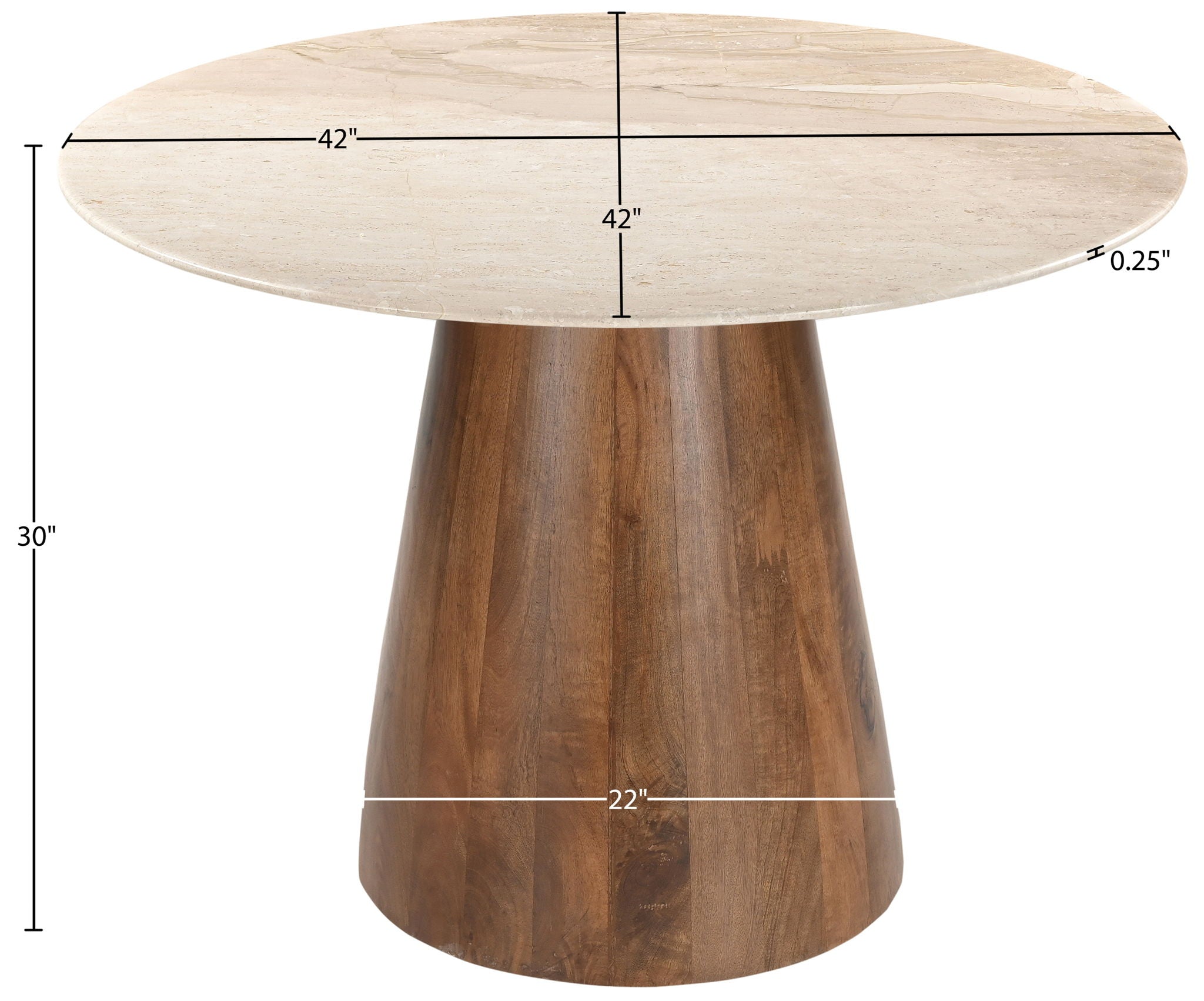 Liona - 42" Marble And Mango Wood Dining Table