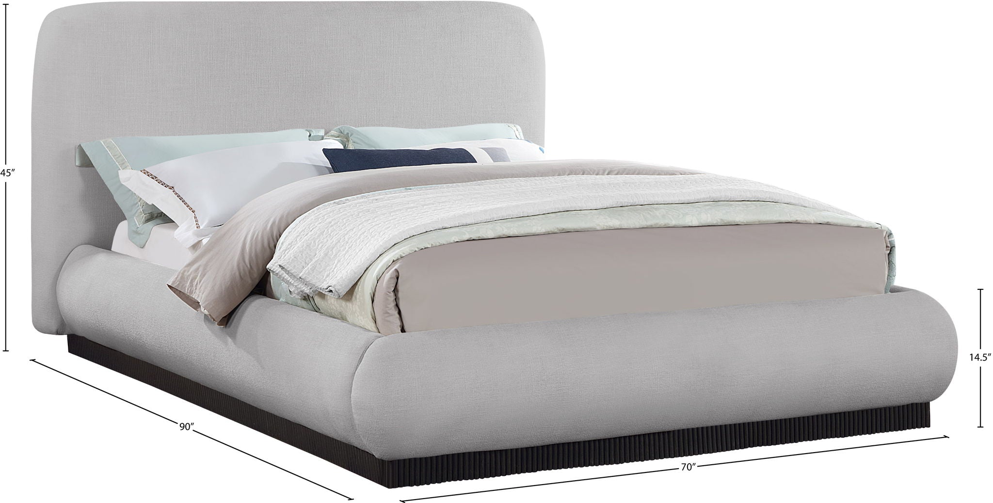Rigby - Linen Bed With Black Base