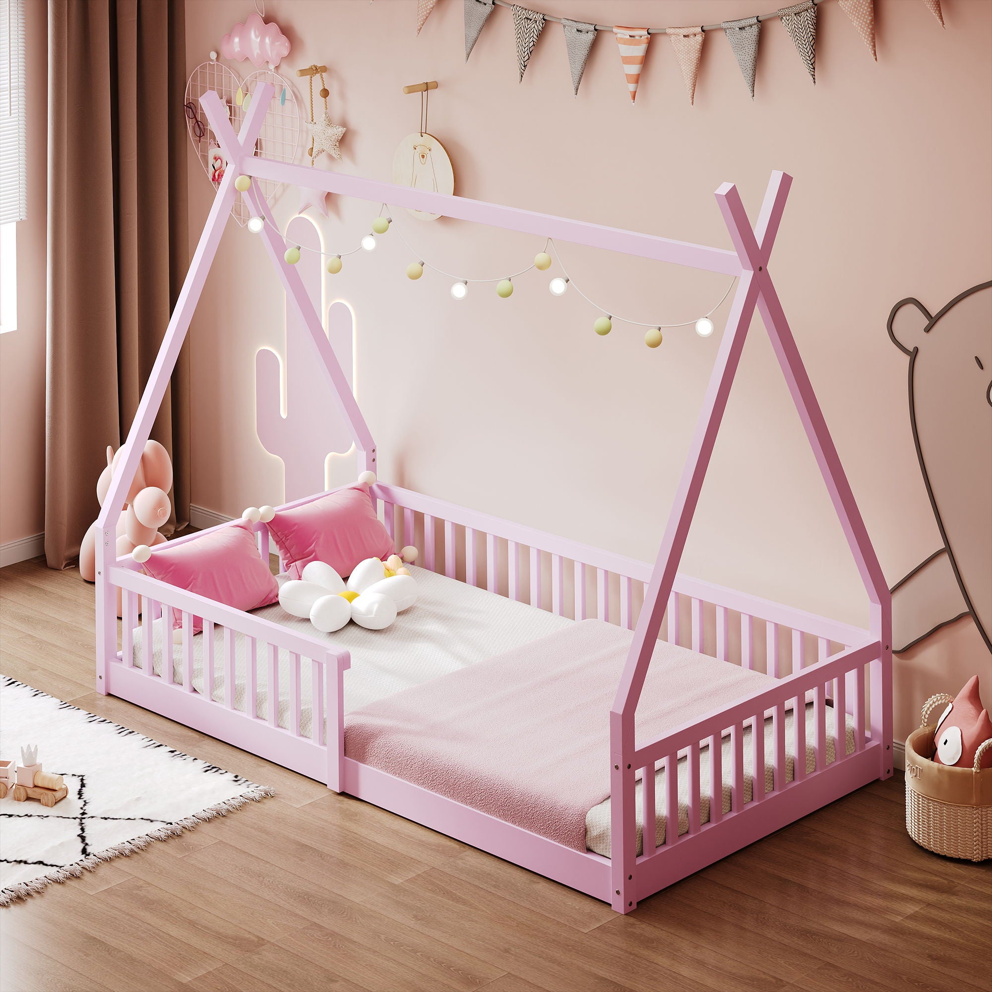 House Shaped Design Bed With Fence