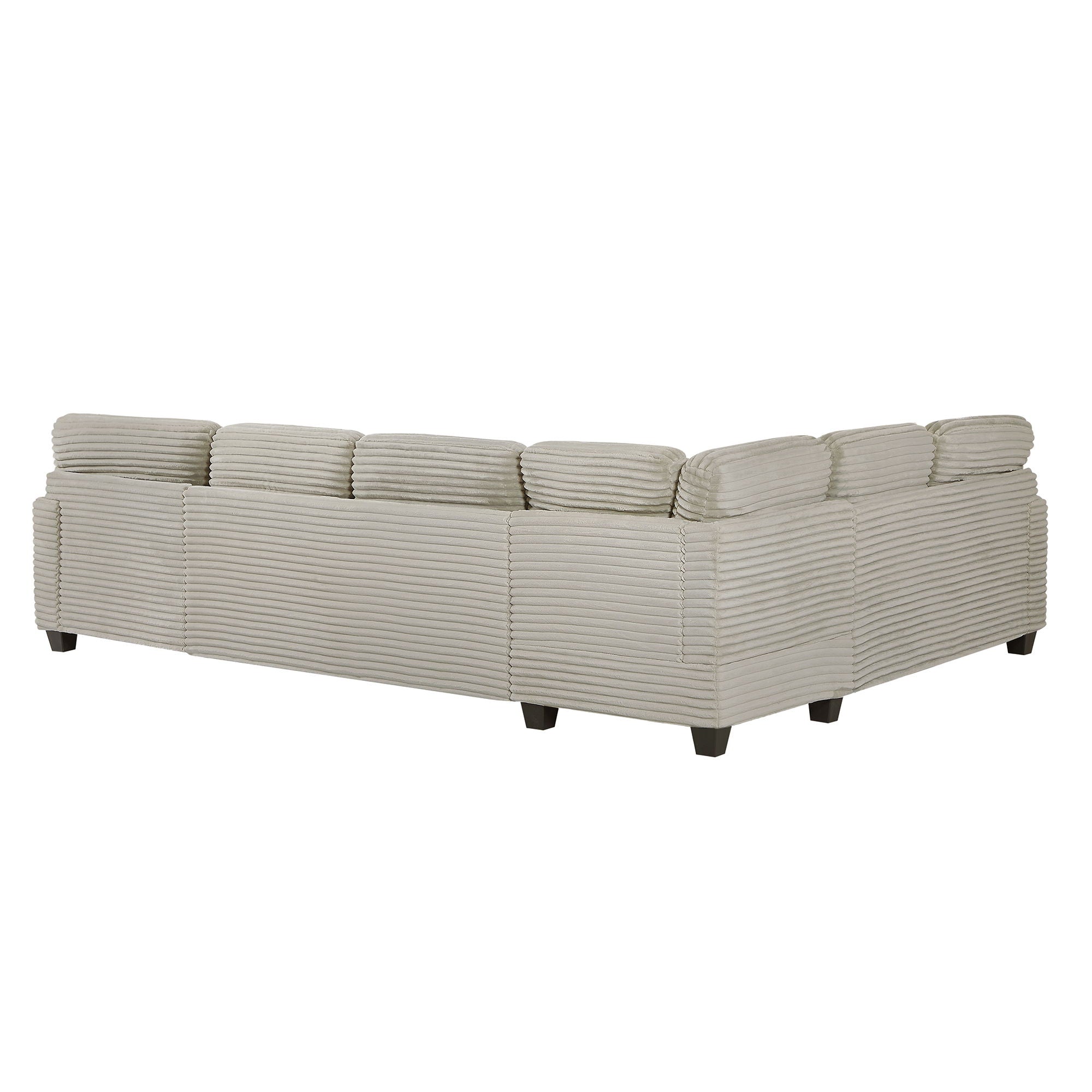 Upholstered U-Shaped Sectional Sofa With Movable Ottoman And Side Storage Pockets