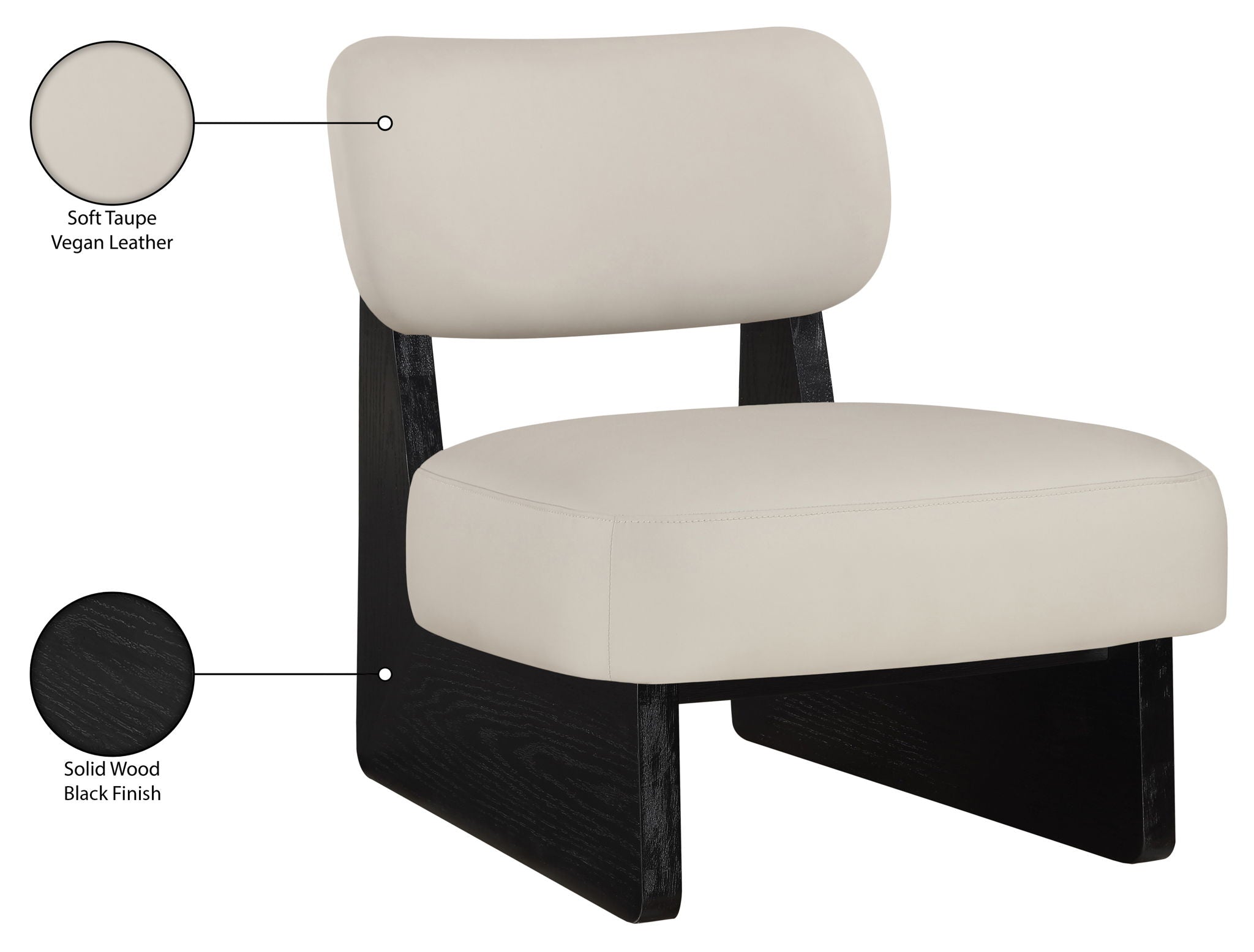 Vetra - Vegan Leather Upholstered Accent Chair - Taupe / Painted Black