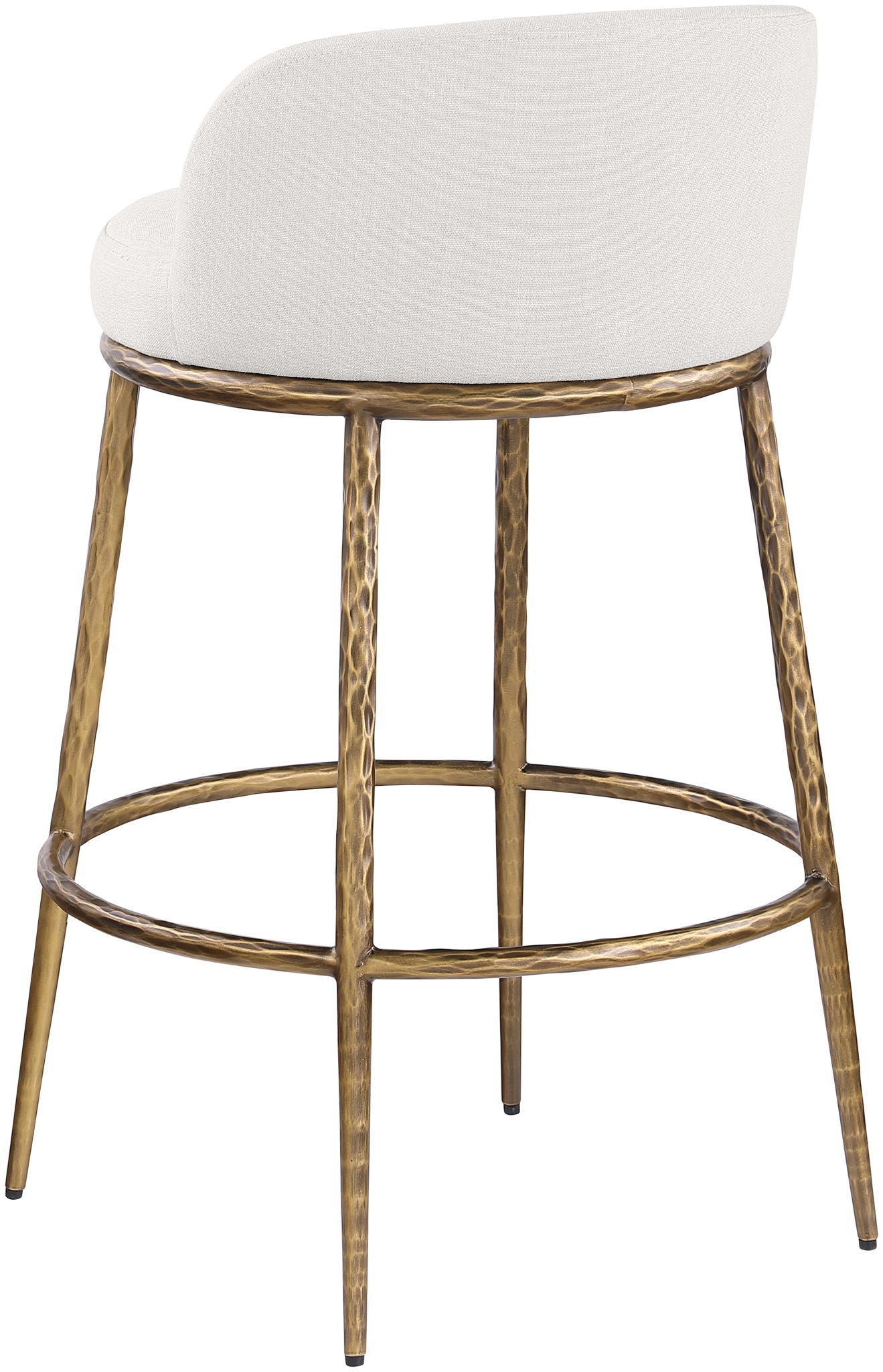 Ferro - Performance Fabric Upholstered Bar Stool - Cream / Antique Brass