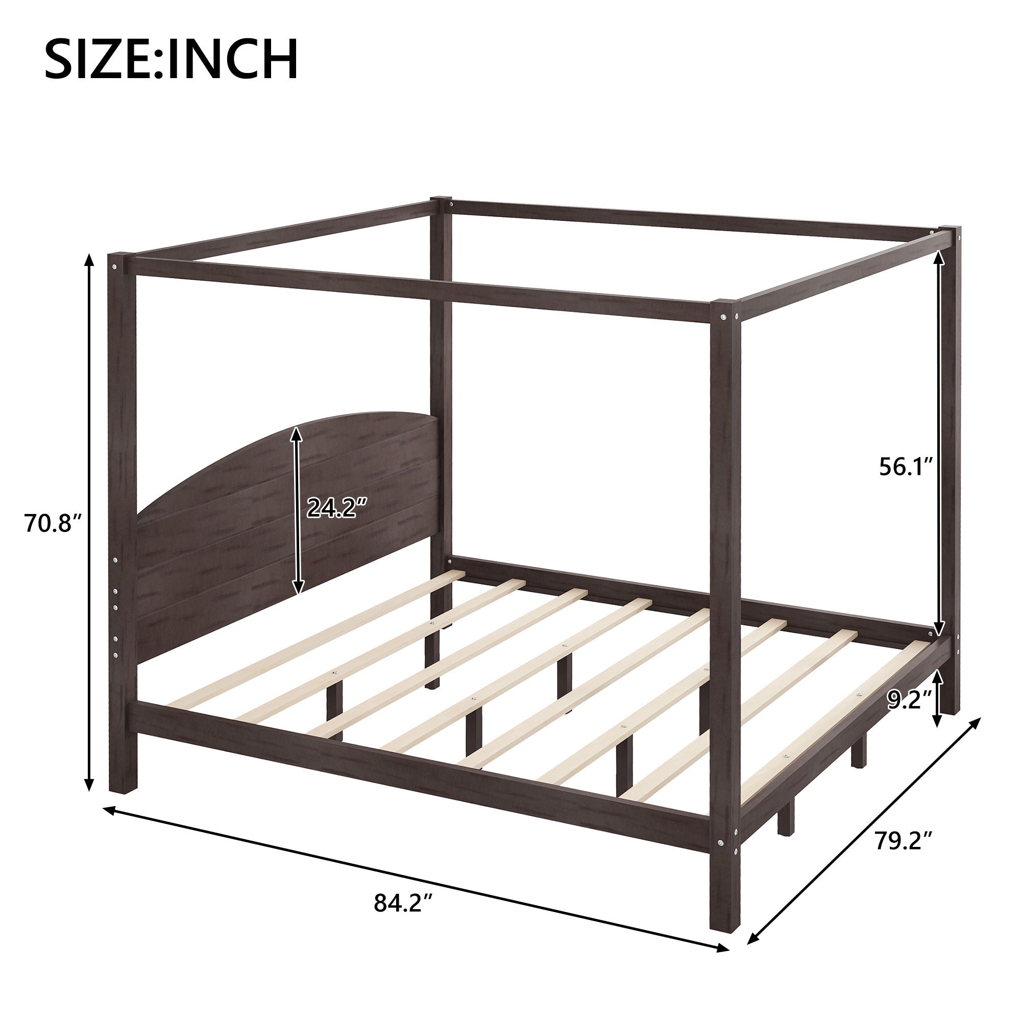 anopy Platform Bed With Headboard And Support Legs