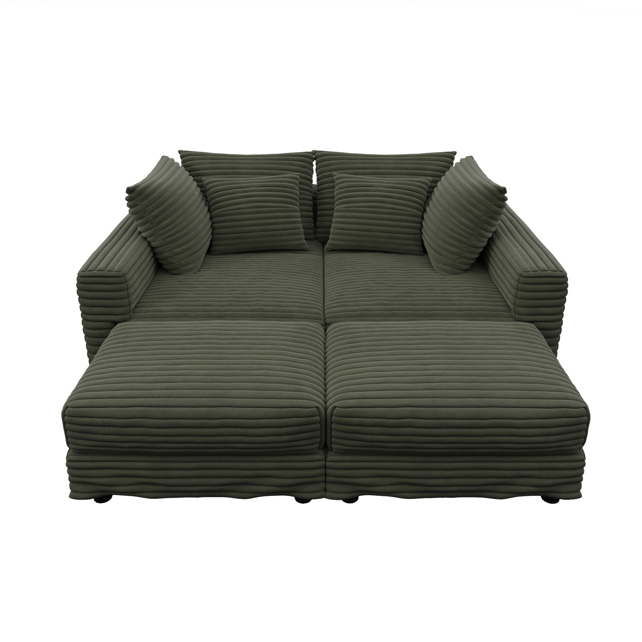 Convertible Deep Seat Sofa With Soft Pillows And Ottomans