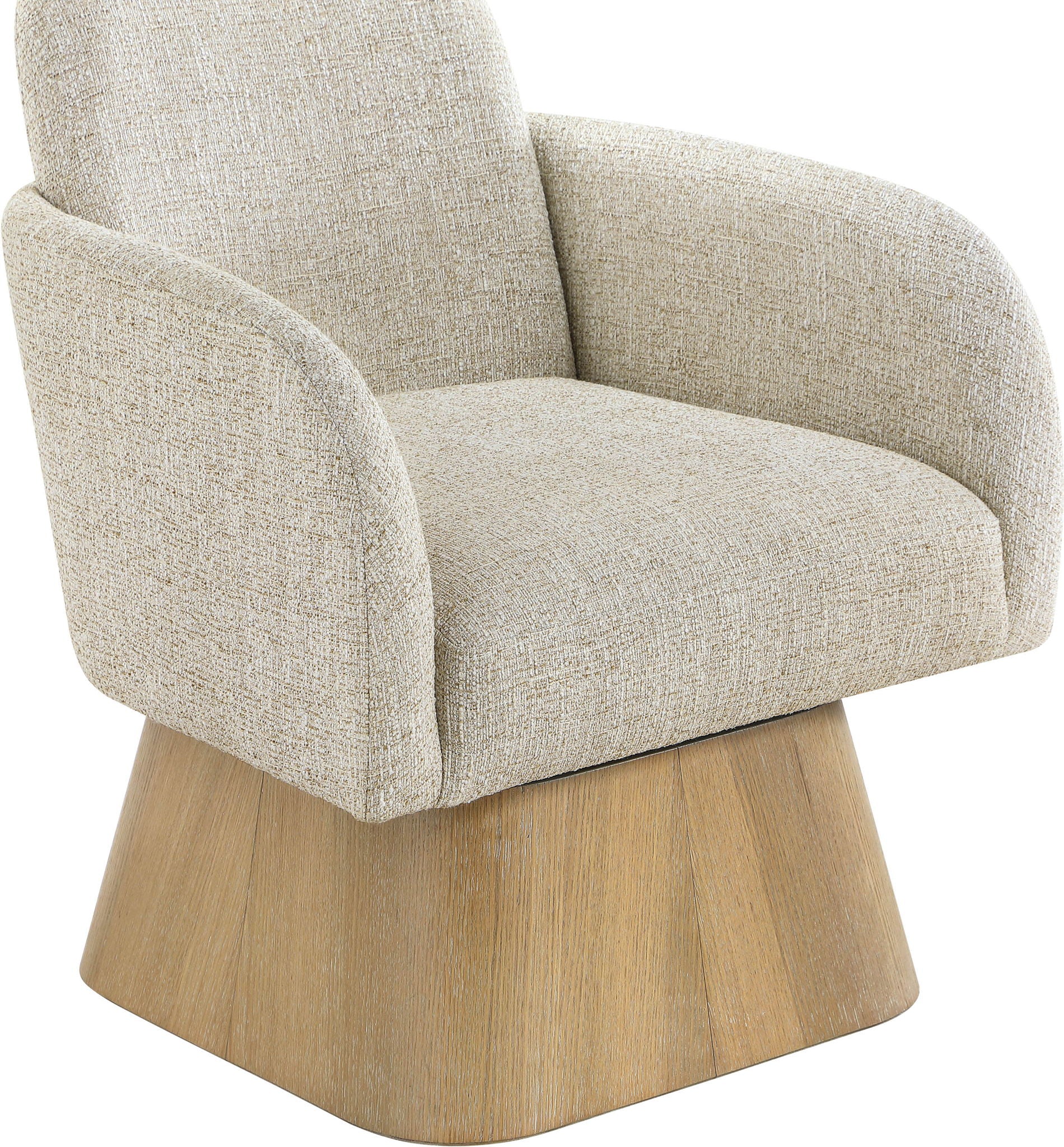 Marlowe - Linen Textured Fabric Upholstered Swivel Accent Chair - Stained Natural