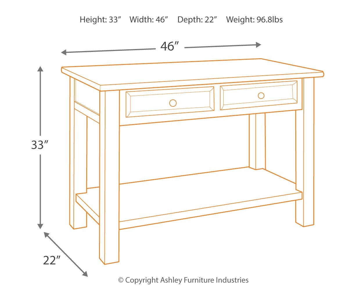 Tyler Creek - Sofa Table - Grayish Brown / Black