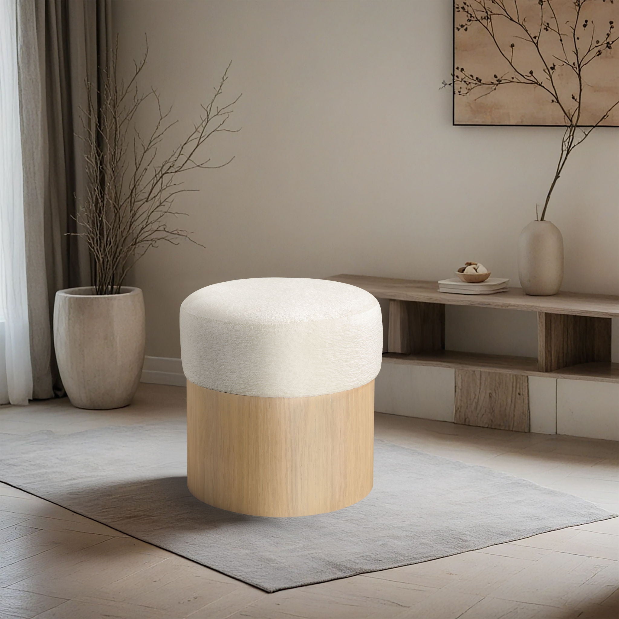 Nimes - Ottoman / Stool With Natural Base