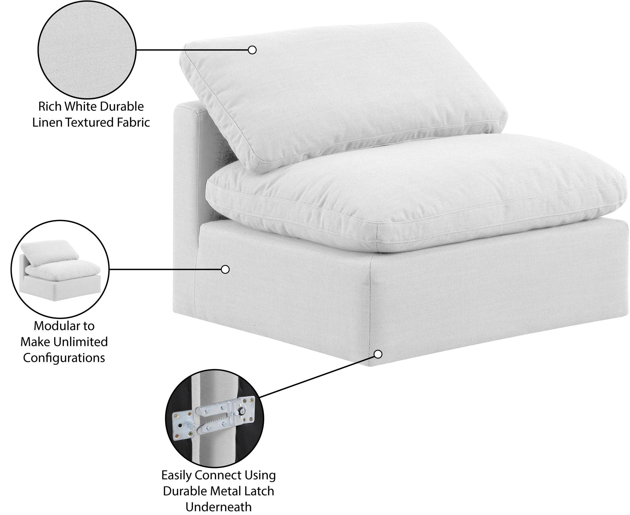 Indulge - Linen Armless Chair - White