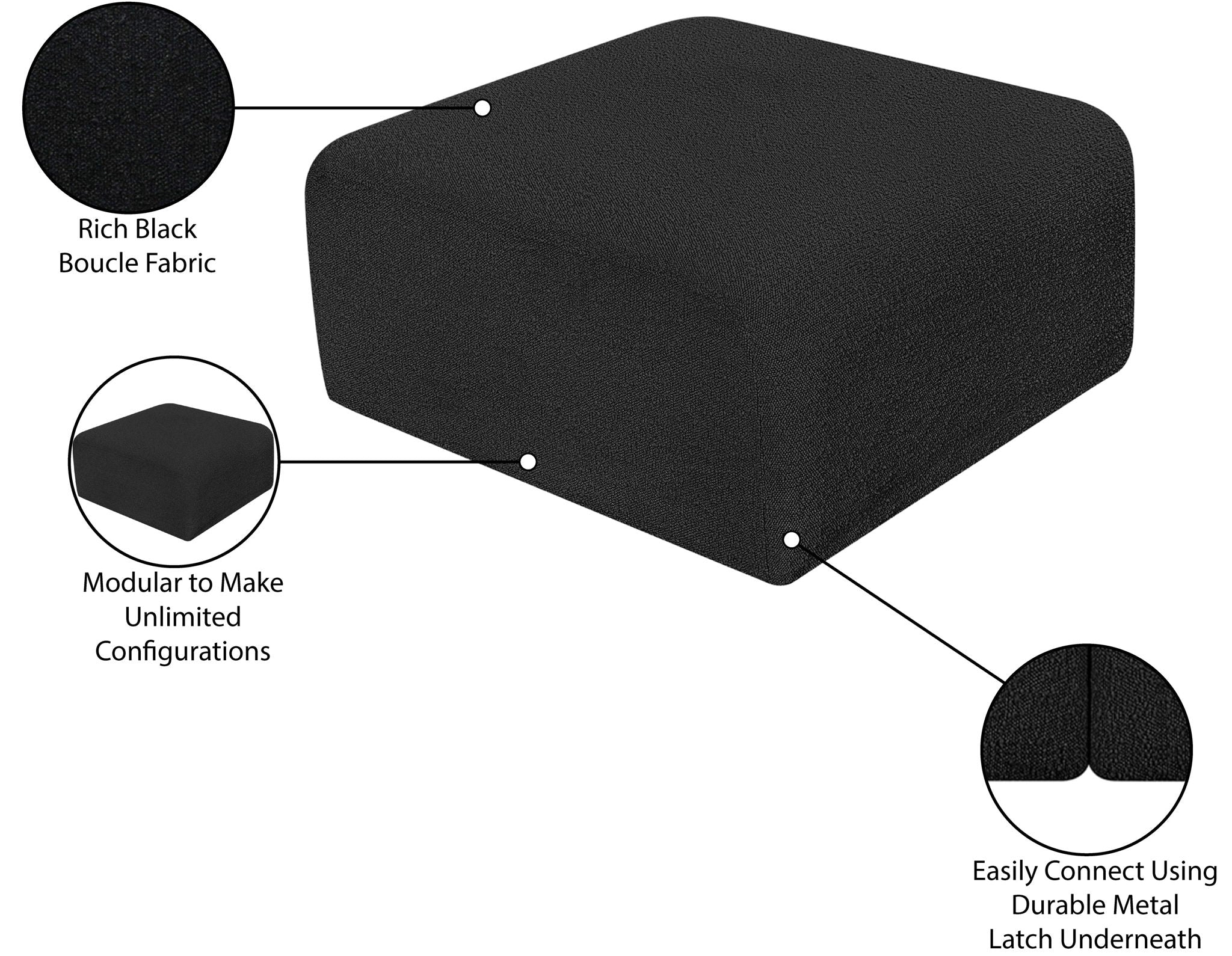 Arc - Boucle Fabric Ottoman