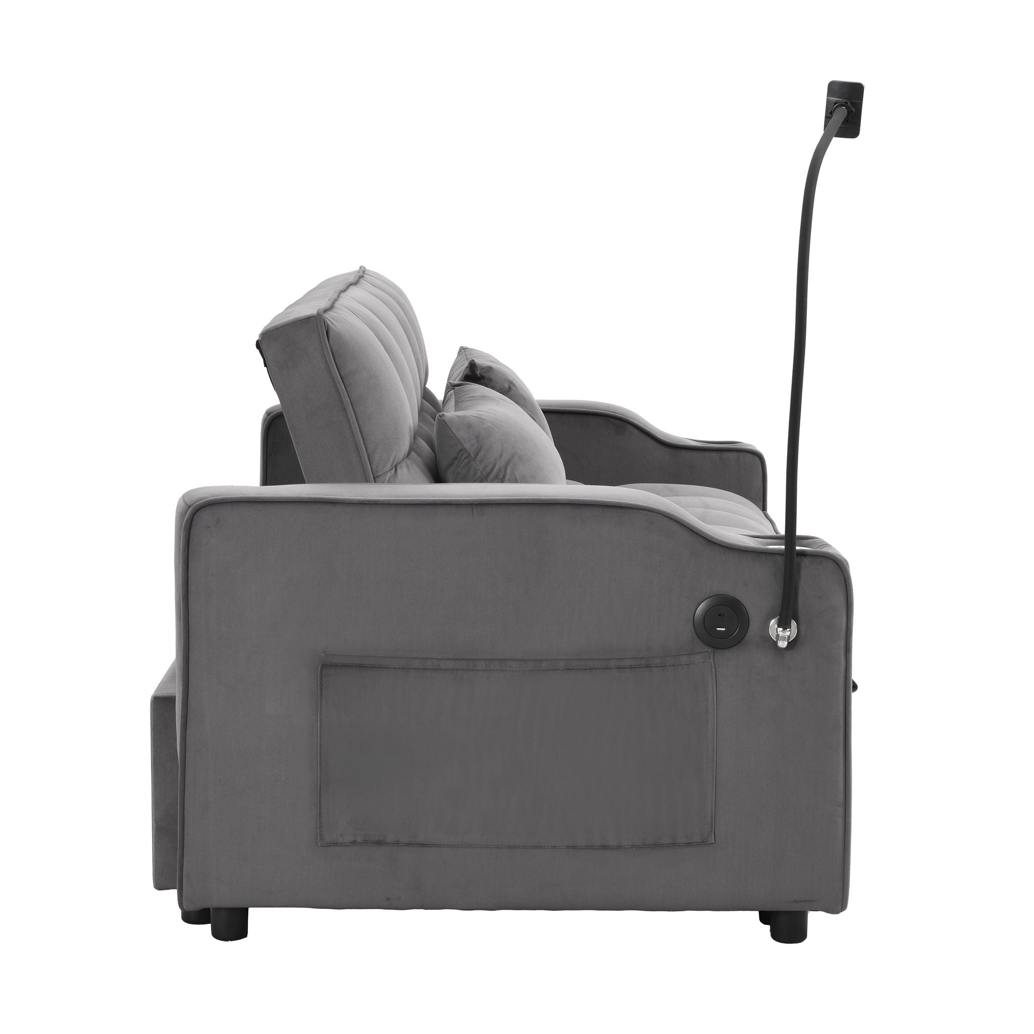 Sofa Bed With Trundle For Small Rooms - Dark Gray