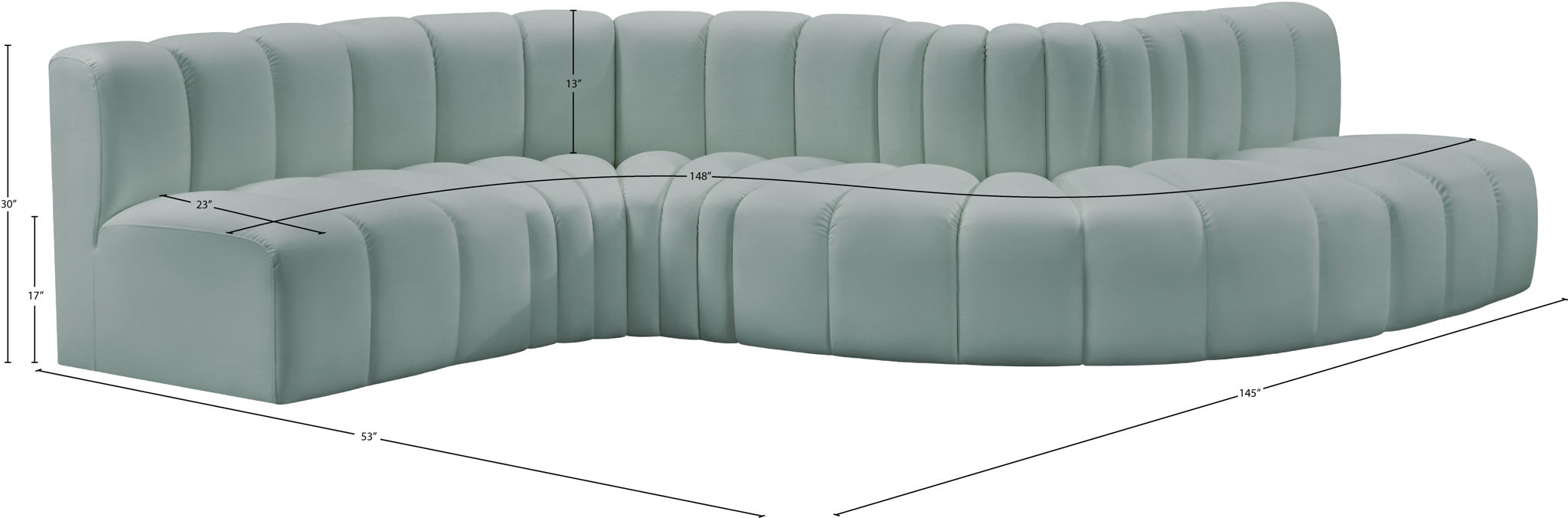 Arc - Faux Leather 6 Piece Curved Modular Sofa