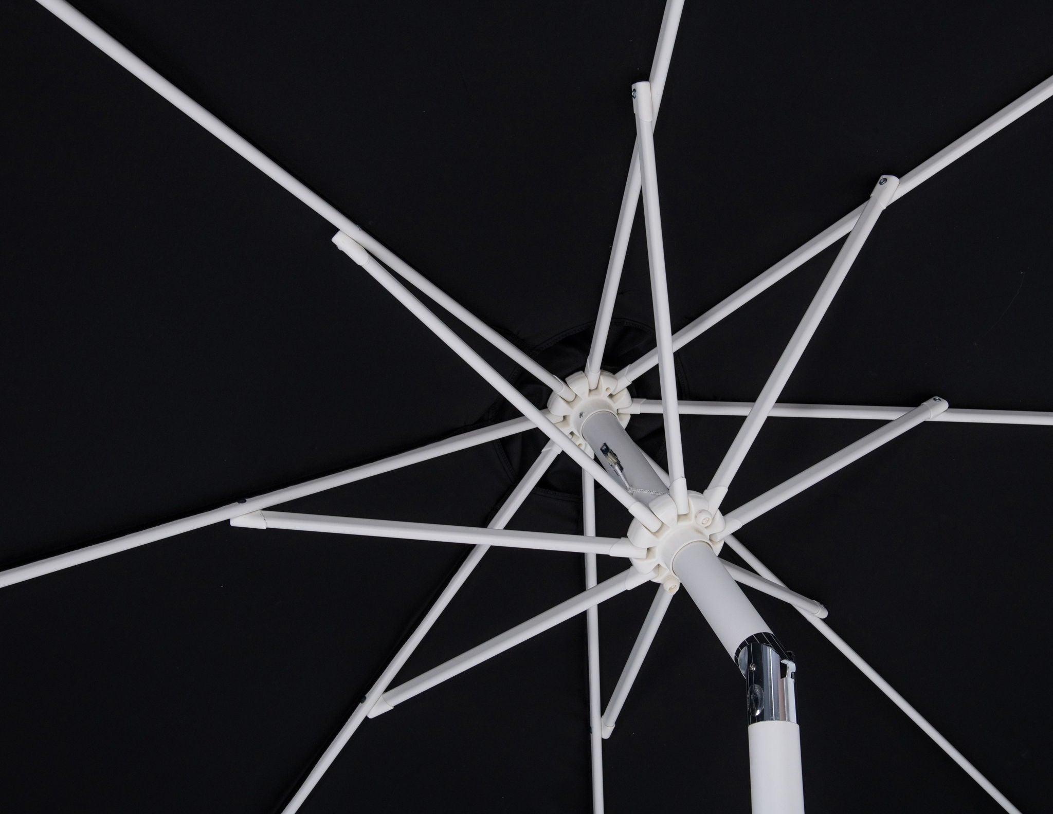 Fiji - Aluminum Patio Umbrella With Round Teak And White Base
