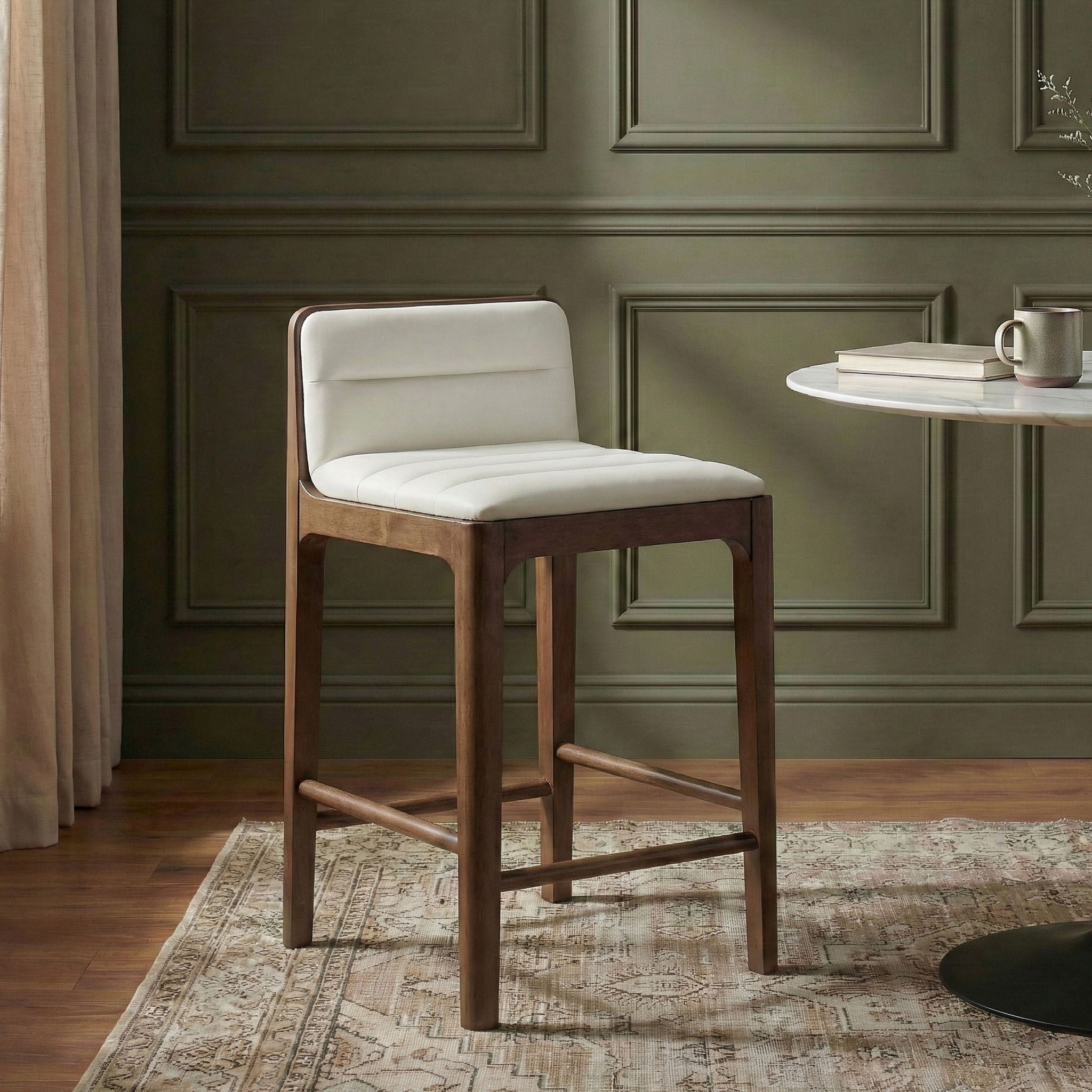 Ellis - Vegan Leather Upholstered Counter Stool (Set of 2) - Brown Base