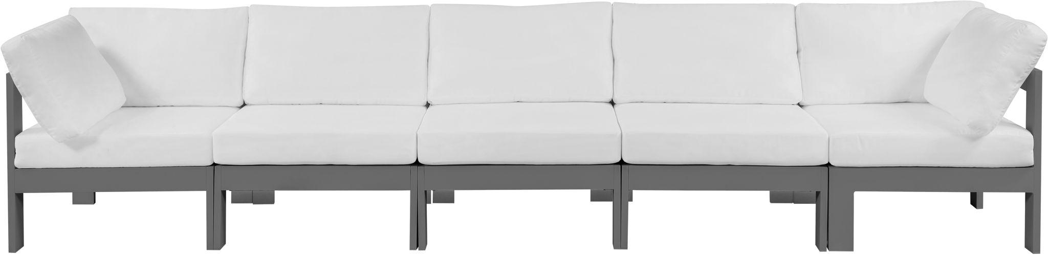 Nizuc - Outdoor Patio 5 Seat Modular Sofa With Gray Frame