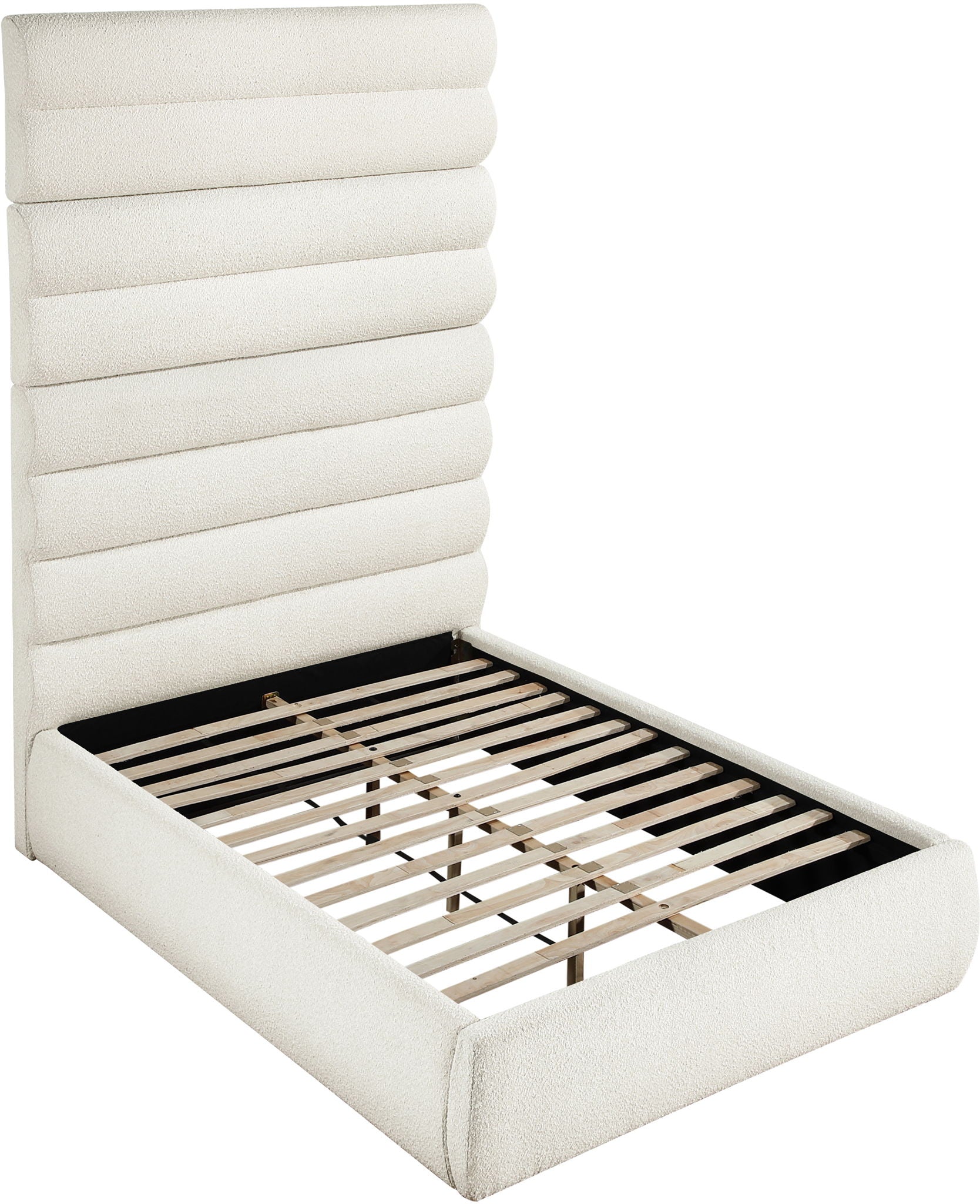 Adam - Boucle Fabric Bed With 89" Headboard