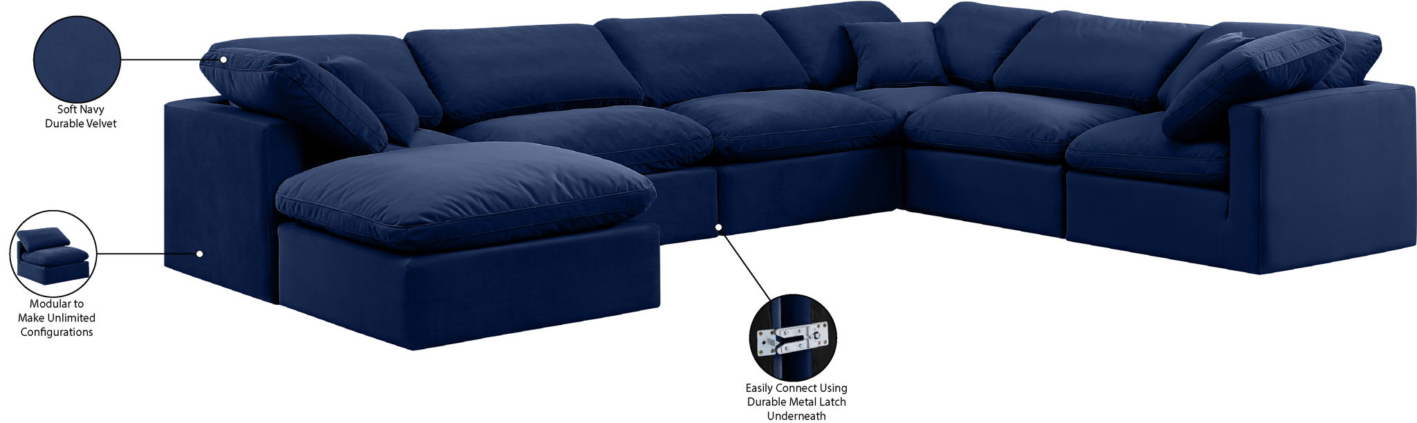 Indulge - Velvet 7 Piece Modular Sectional