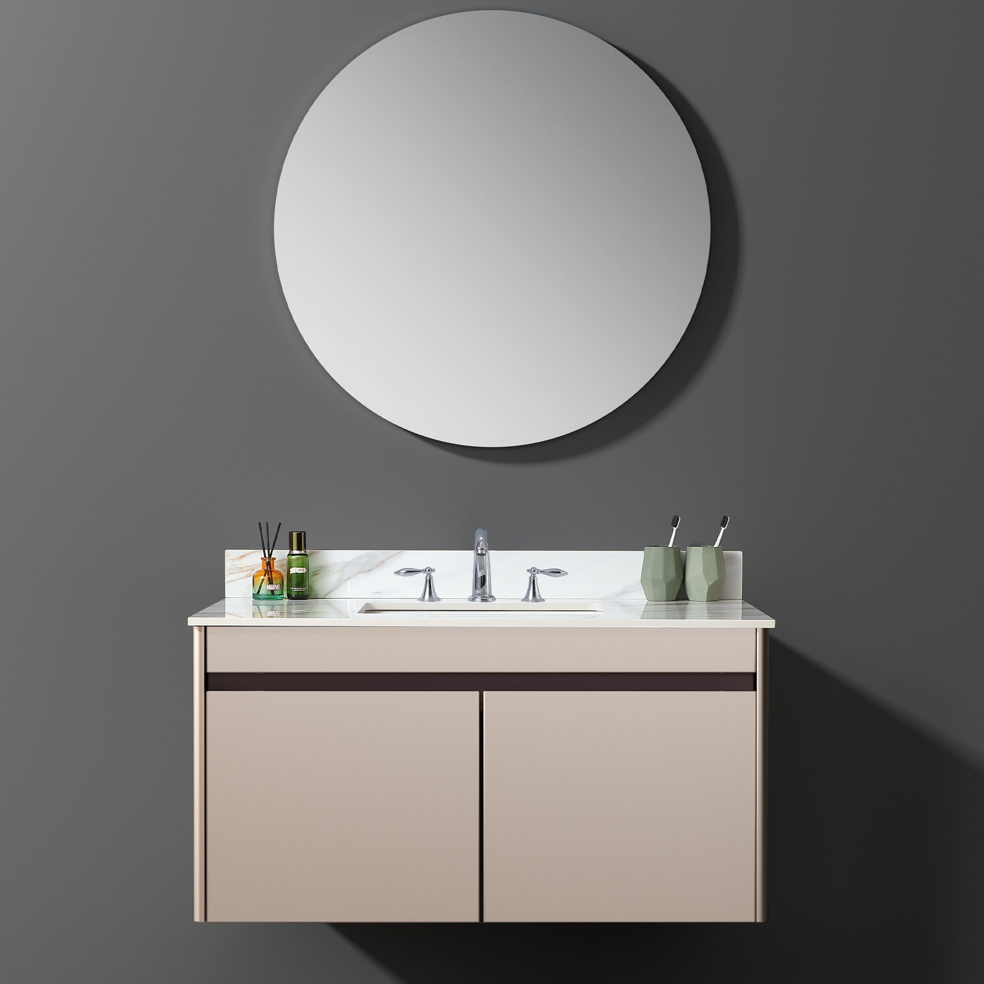 Vanity Top With Undermount Sink And Backsplash, Sintered Stone