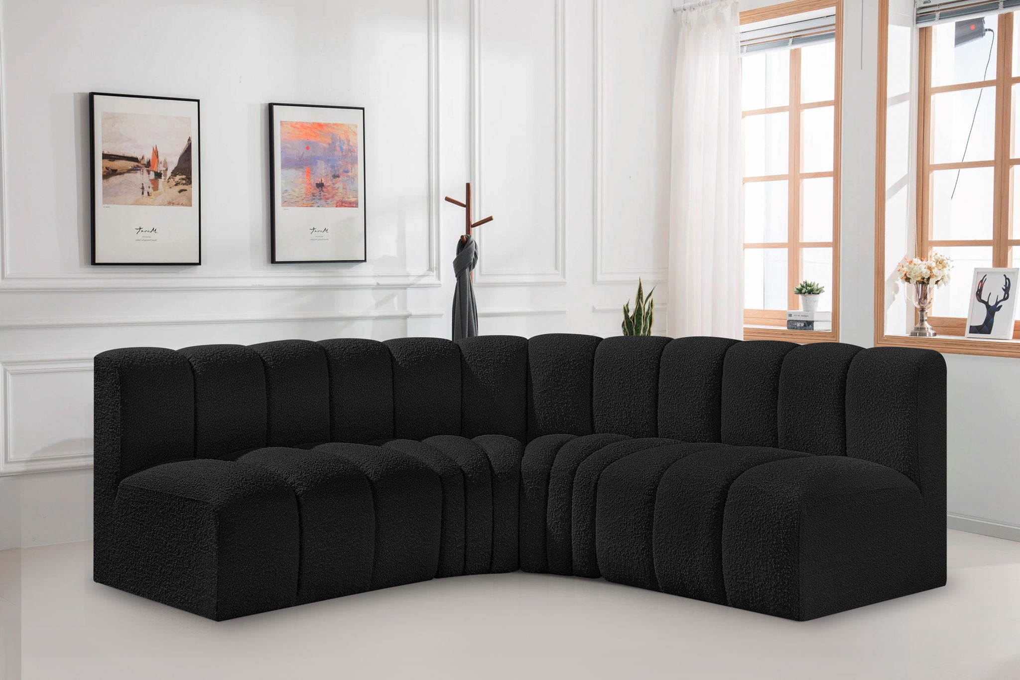 Arc - Boucle Fabric 4 Piece Corner Modular Sofa