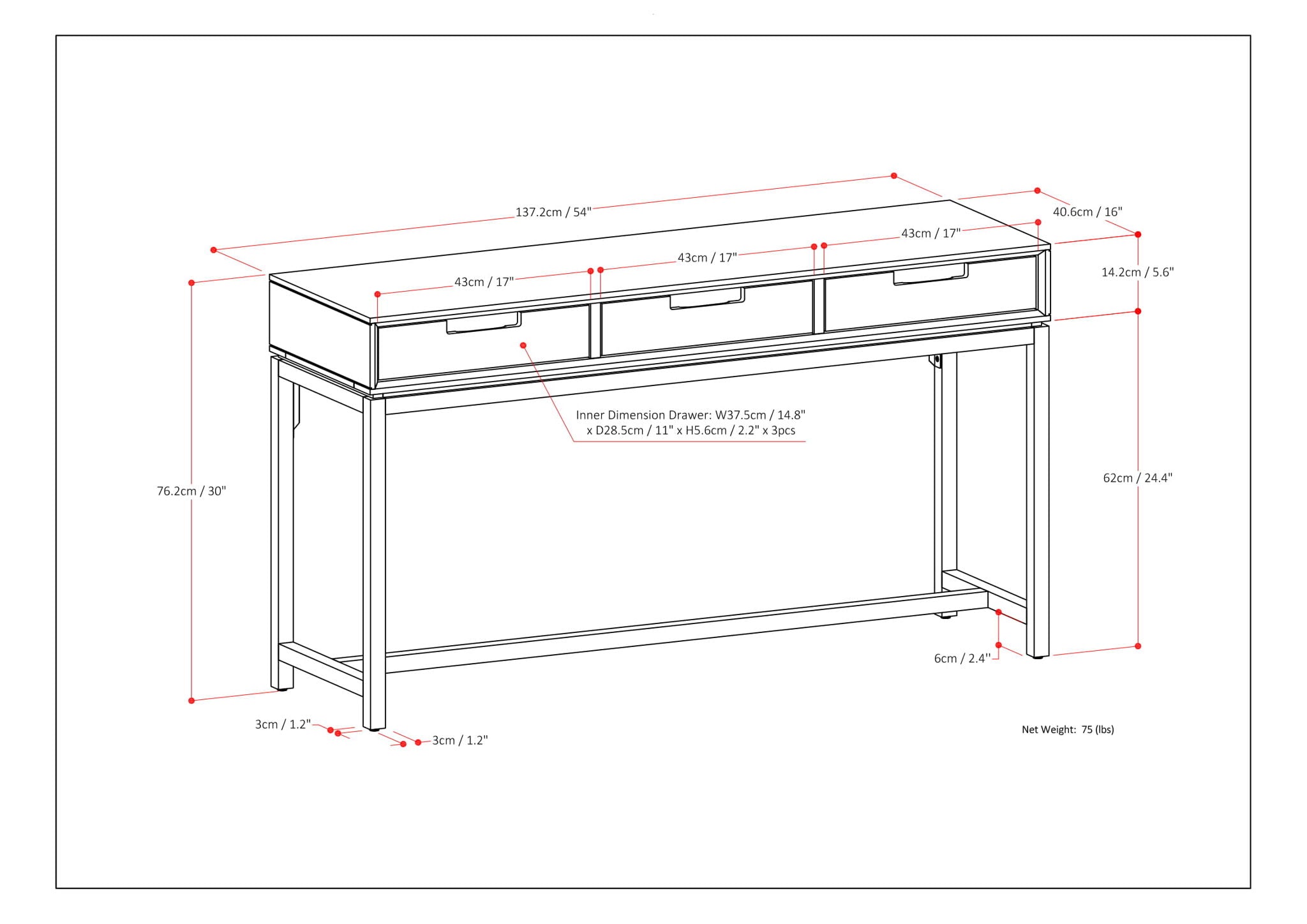 Banting - Wide Console Table - Walnut Brown