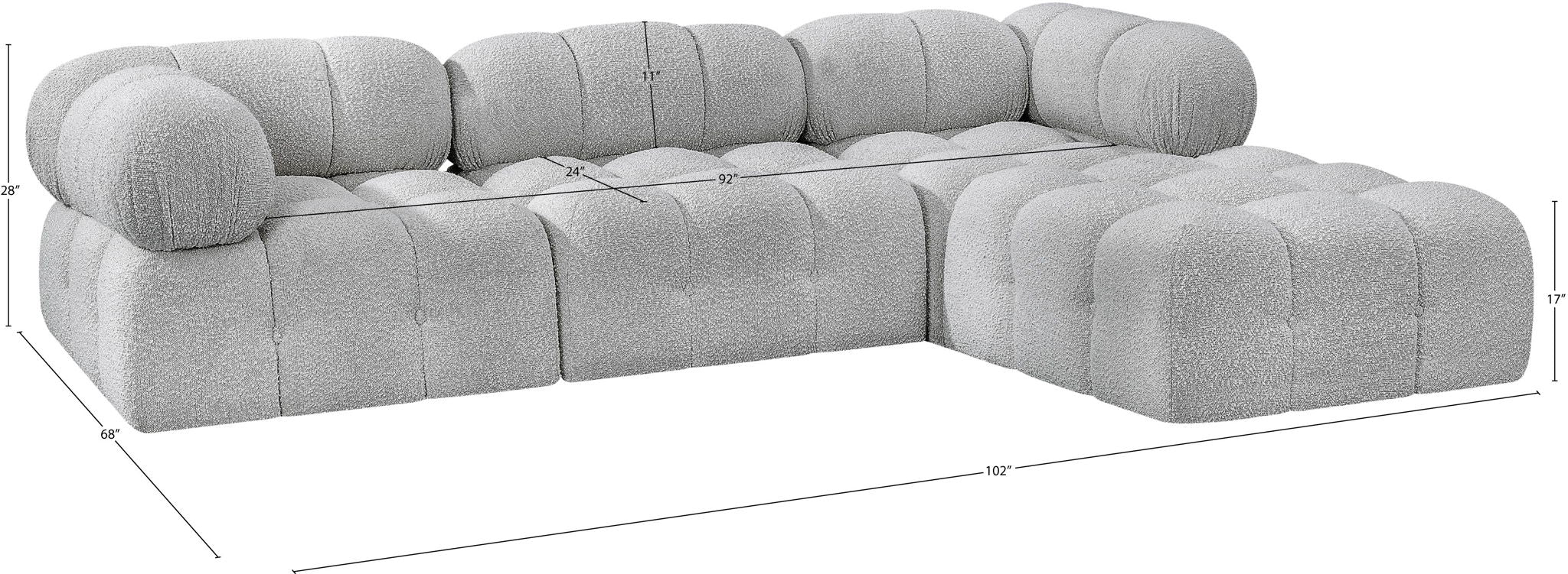 Ames - 4 Piece Fabric Modular Sectional