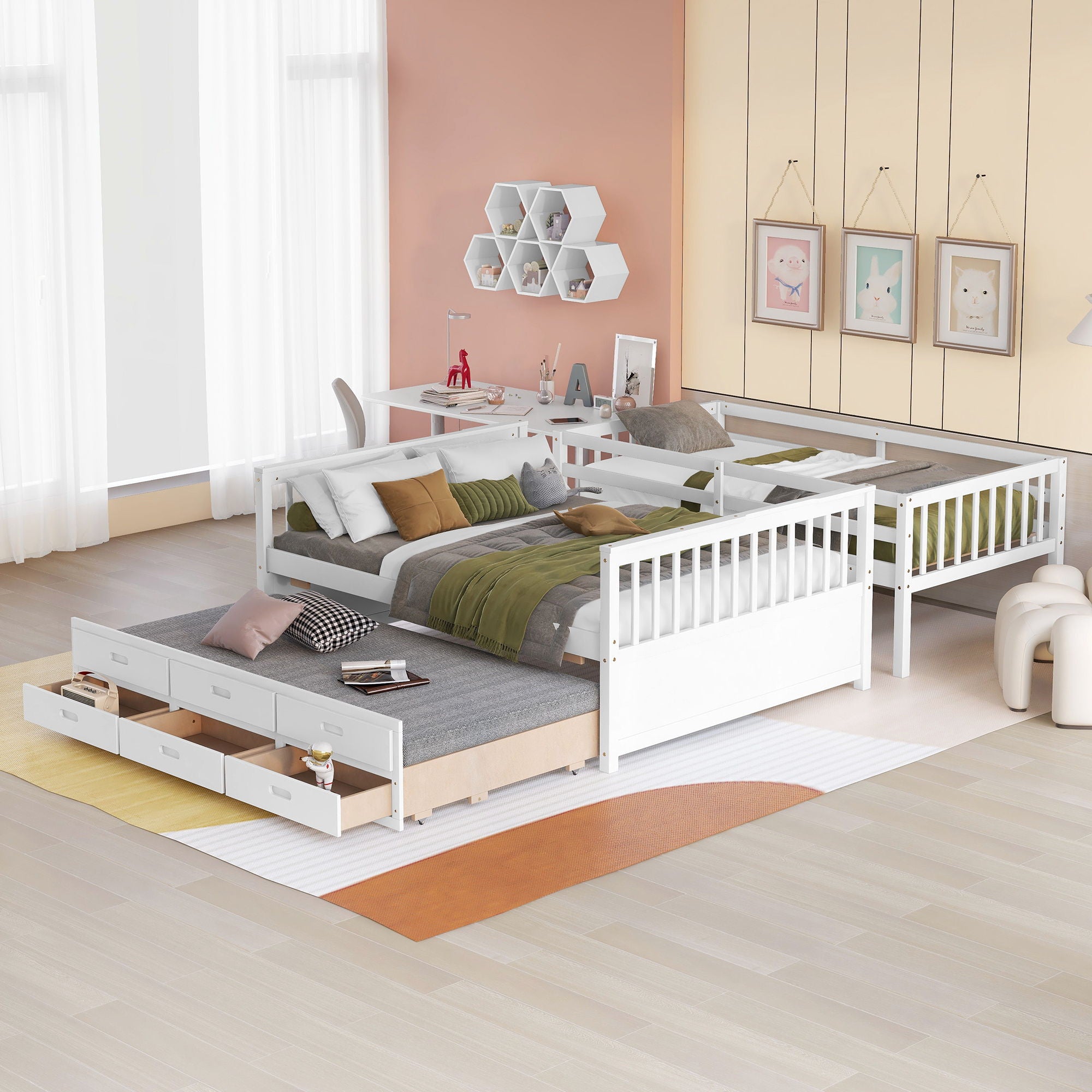 Bunk Bed With Twin Size Trundle And Drawers