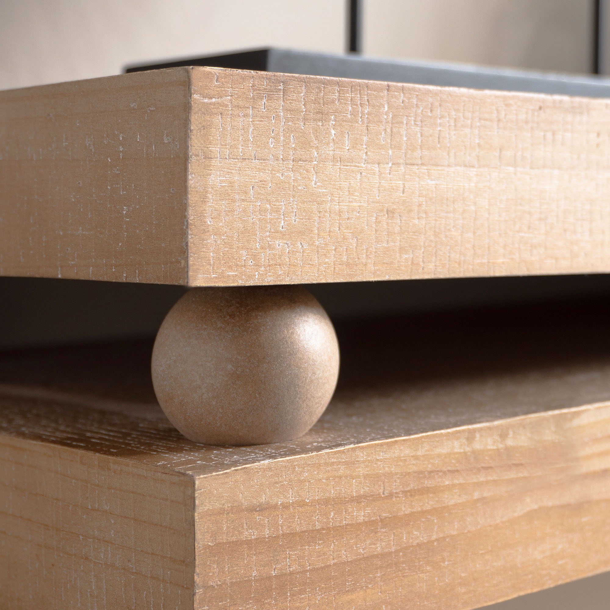Slim Console Table, Narrow Entryway Table With Bead Detail - Light Natural / Natural