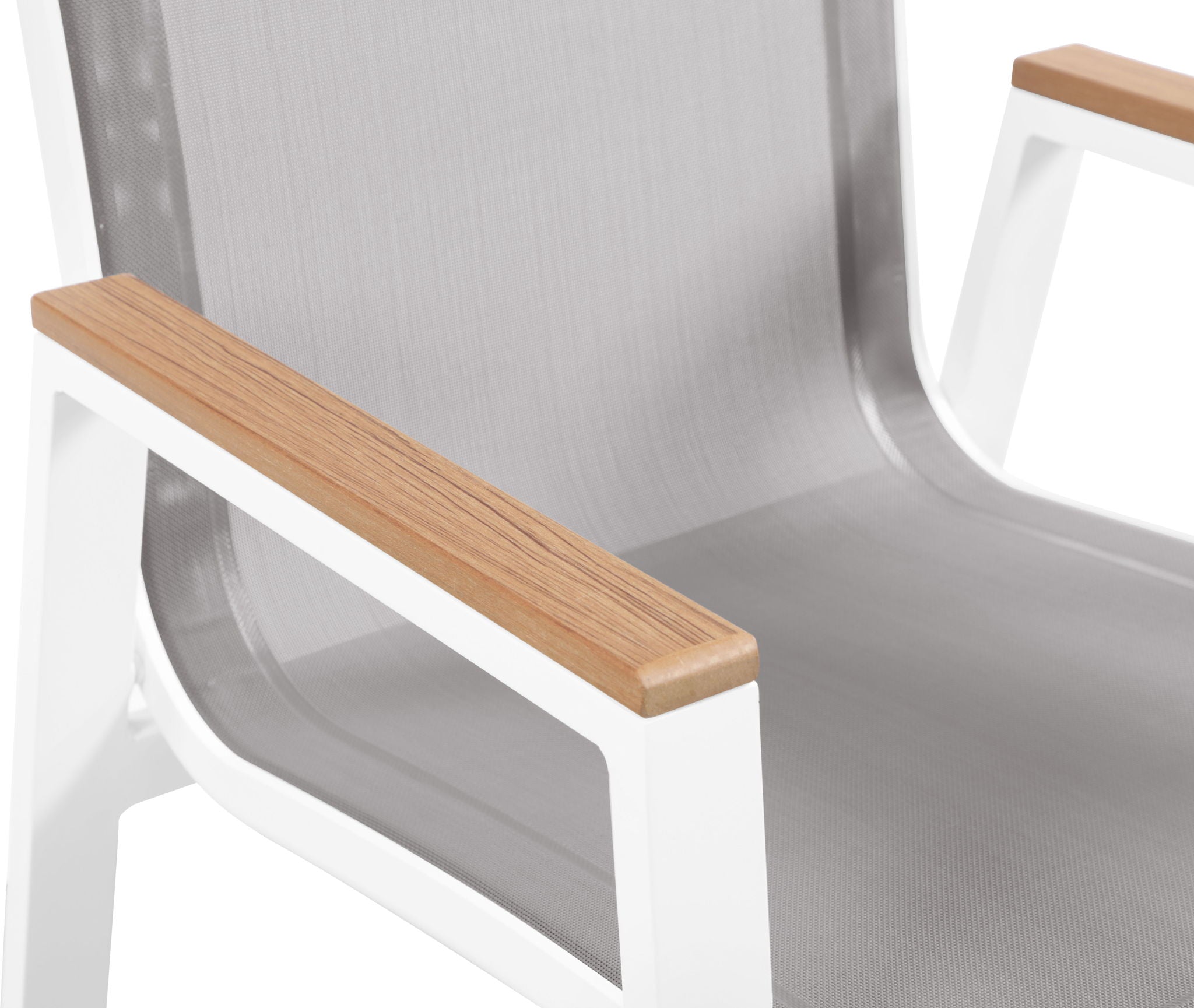 Nizuc - Outdoor Patio Dining Arm Chair With White Frame And Natural Arms (Set of 2)