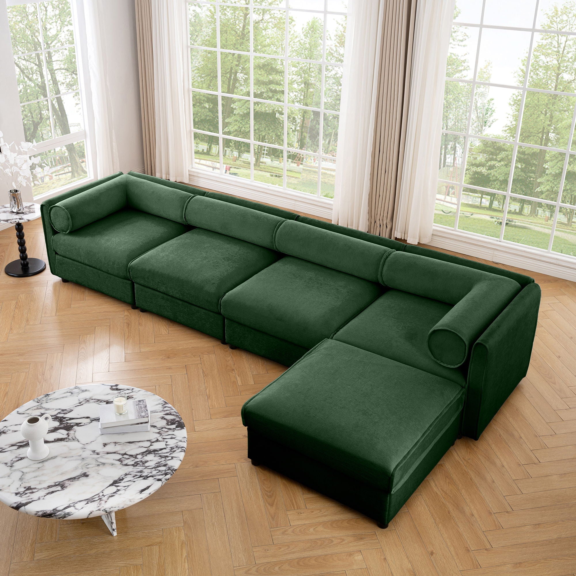 Contemporary Elegant Sofa With Storage And Ottoman
