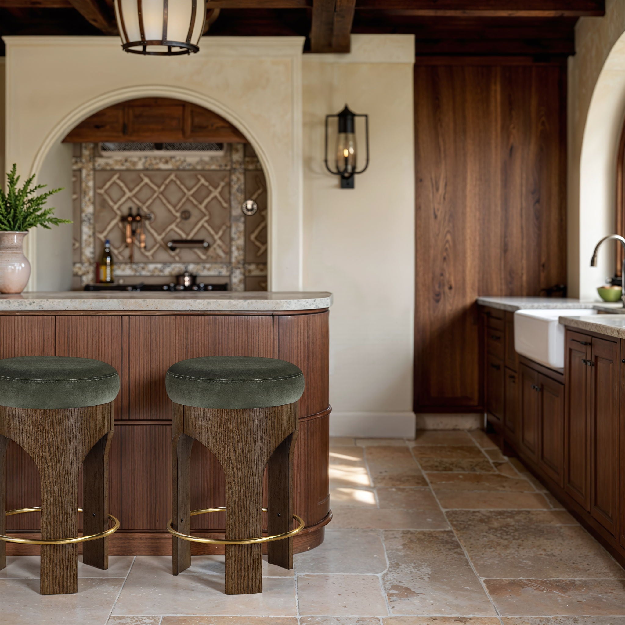 Bocceli - Counter Stool - Brown Base